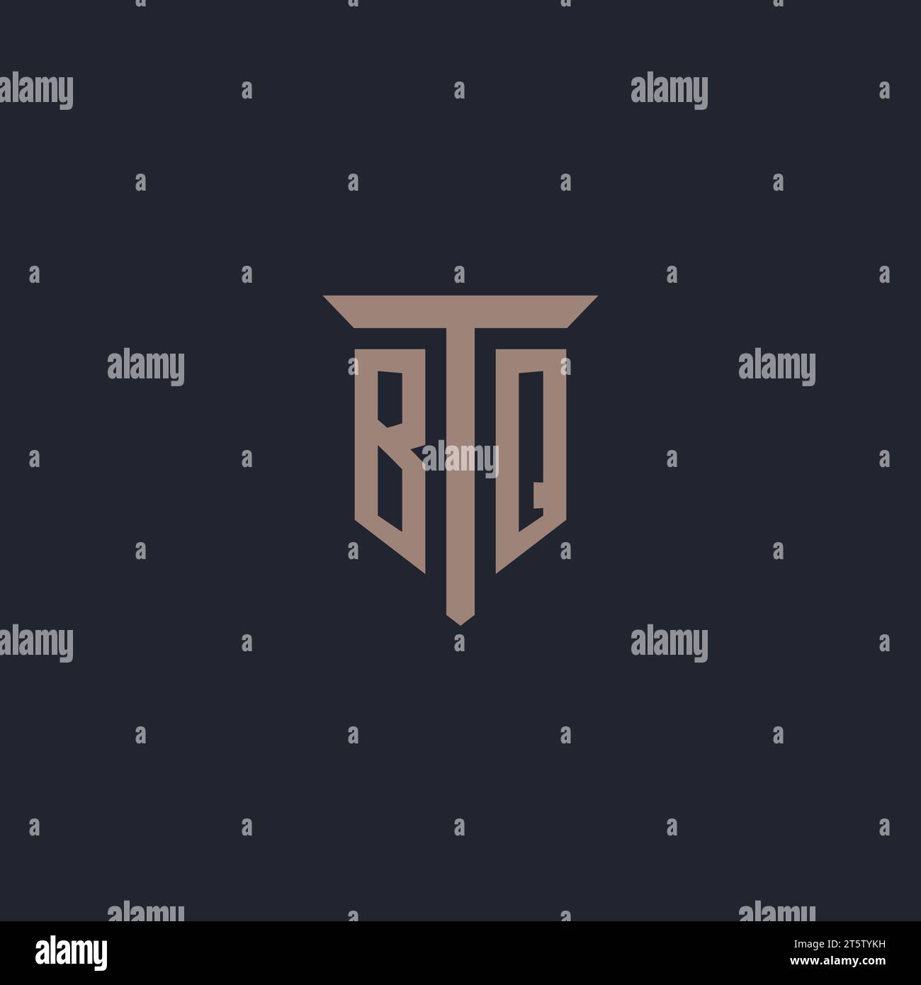 BQ initial logo monogram with pillar icon design vector Stock Vector