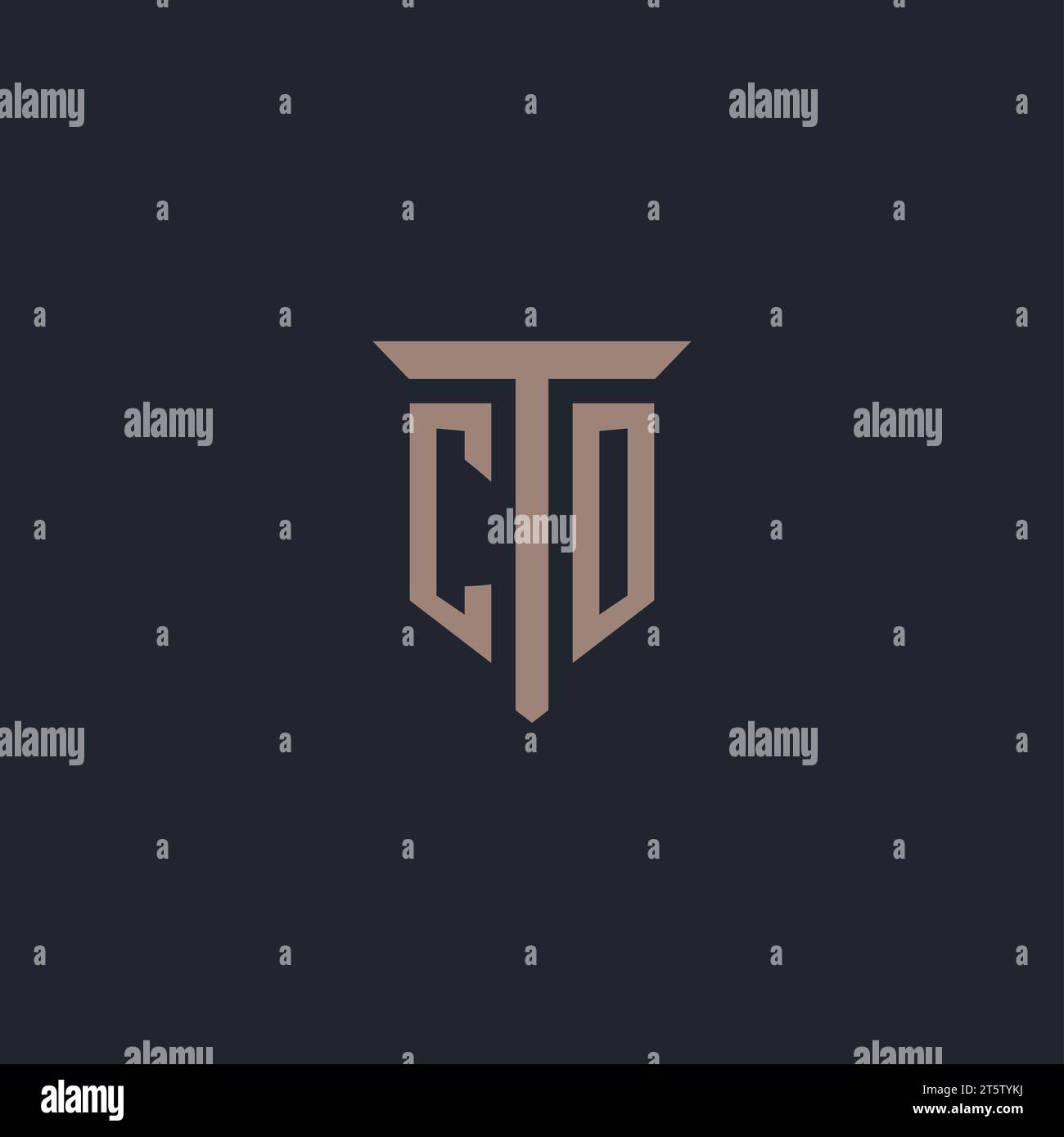 CO initial logo monogram with pillar icon design vector Stock Vector