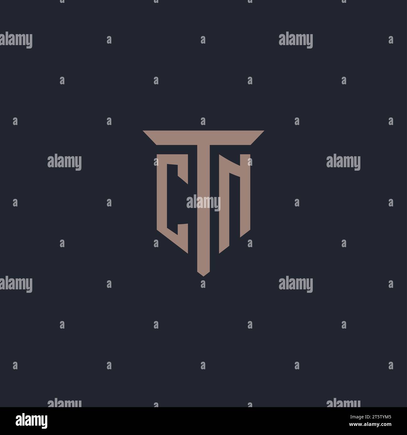 CN initial logo monogram with pillar icon design vector Stock Vector