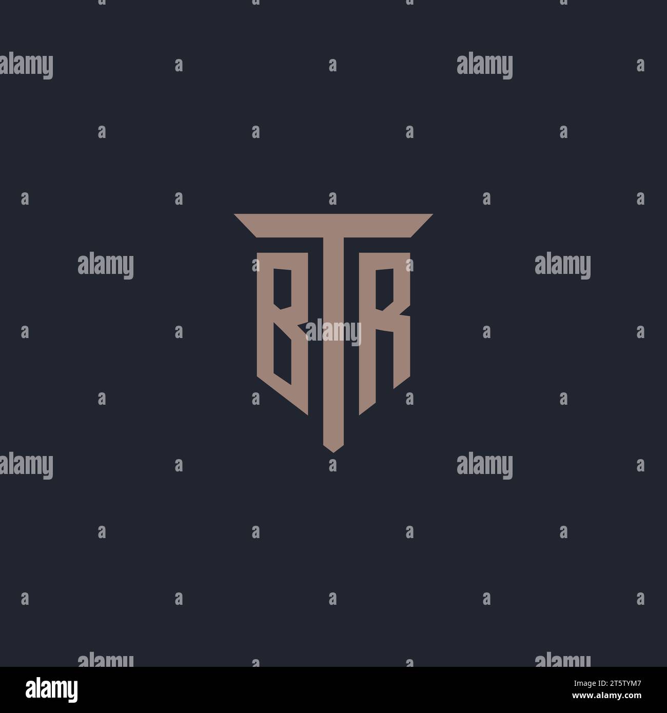 BR initial logo monogram with pillar icon design vector Stock Vector