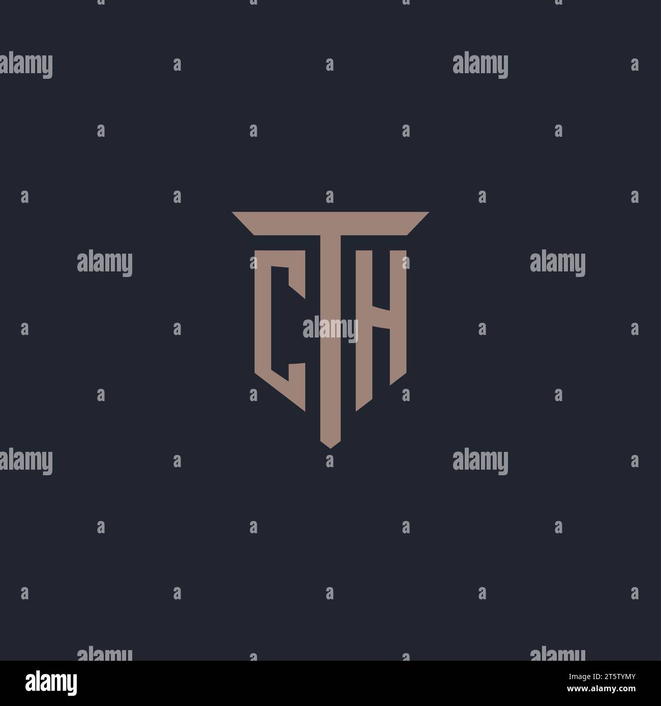 CH initial logo monogram with pillar icon design vector Stock Vector