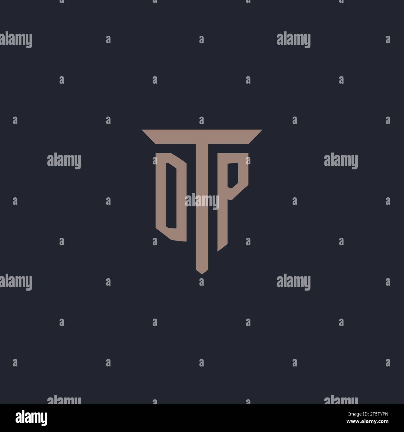 DP initial logo monogram with pillar icon design vector Stock Vector