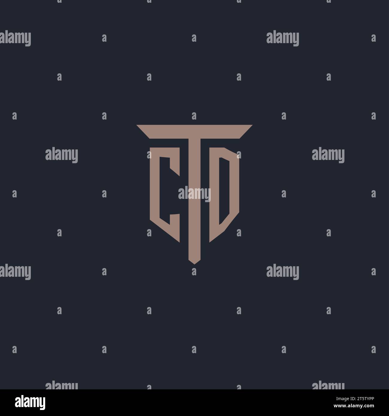 CD initial logo monogram with pillar icon design vector Stock Vector