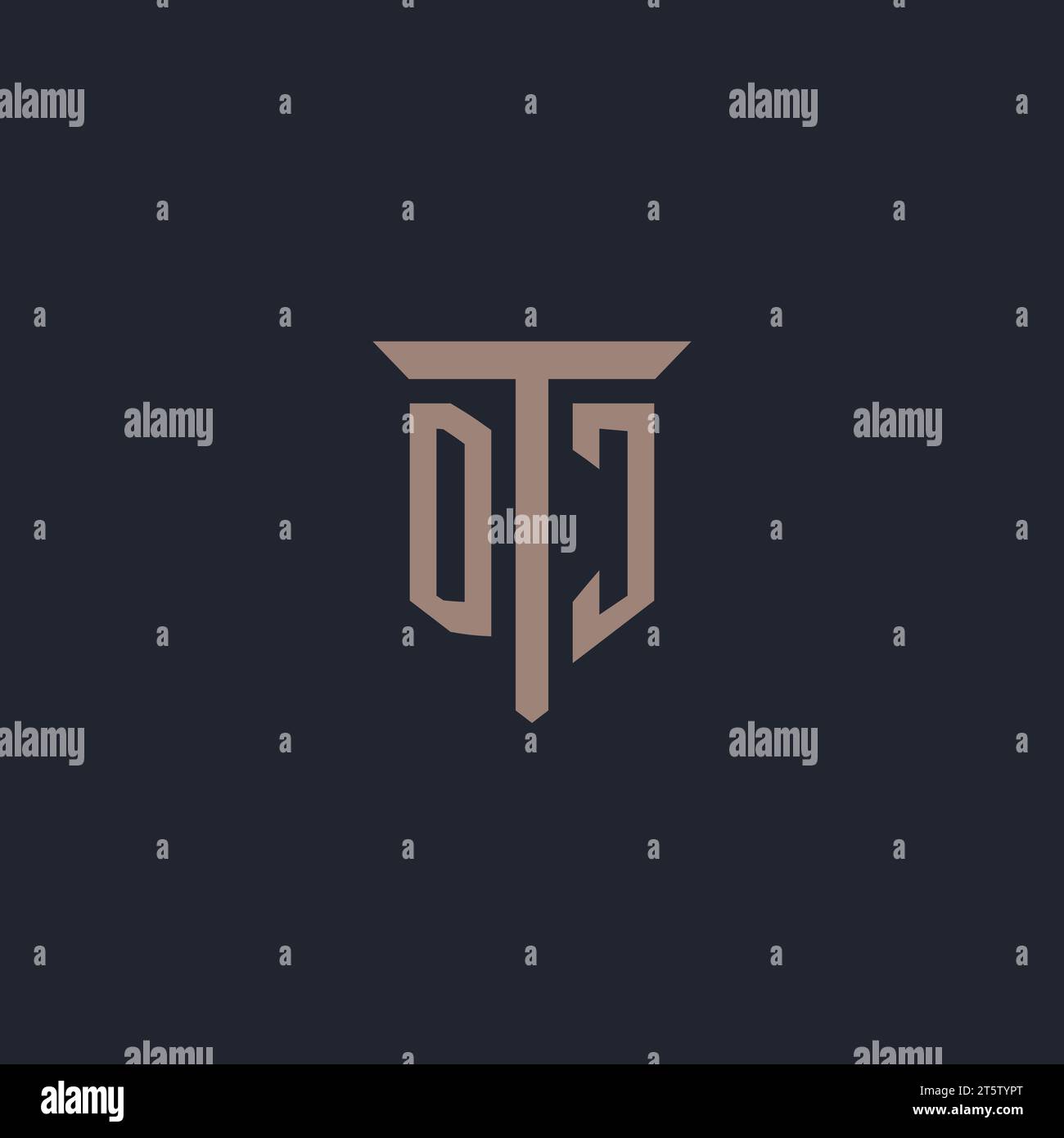 DJ initial logo monogram with pillar icon design vector Stock Vector