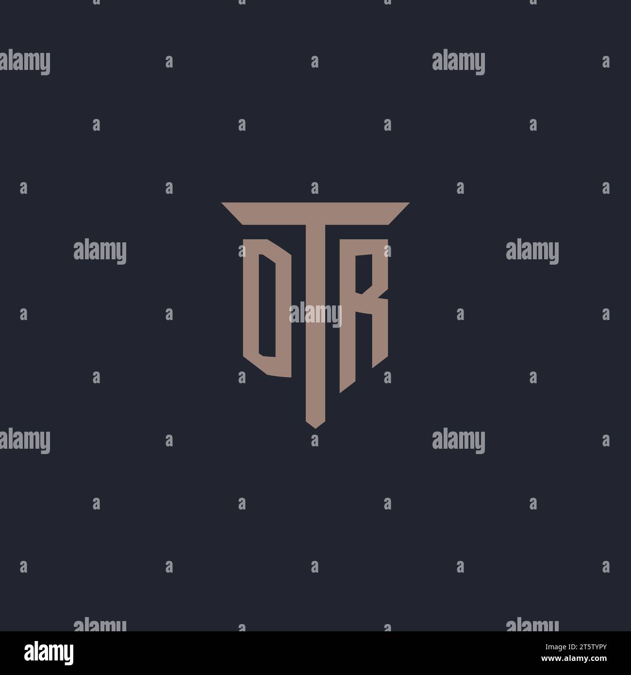 DR initial logo monogram with pillar icon design vector Stock Vector