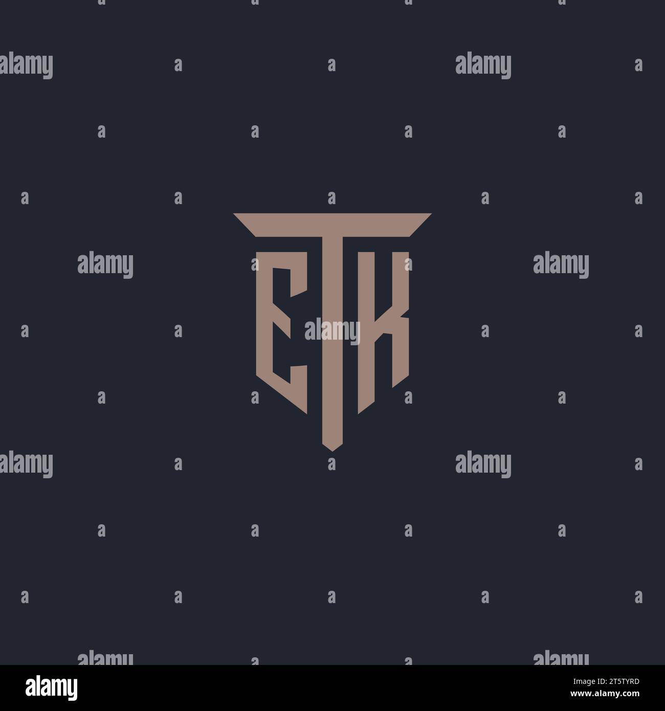 EK initial logo monogram with pillar icon design vector Stock Vector