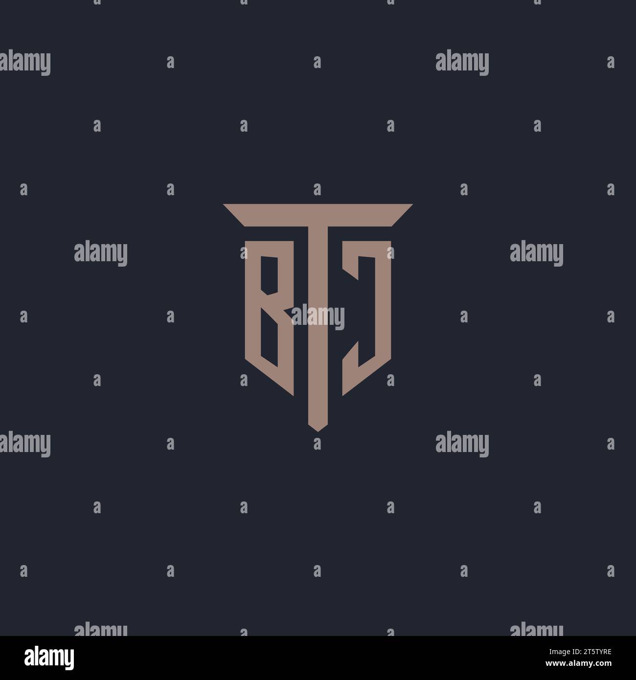 BJ initial logo monogram with pillar icon design vector Stock Vector