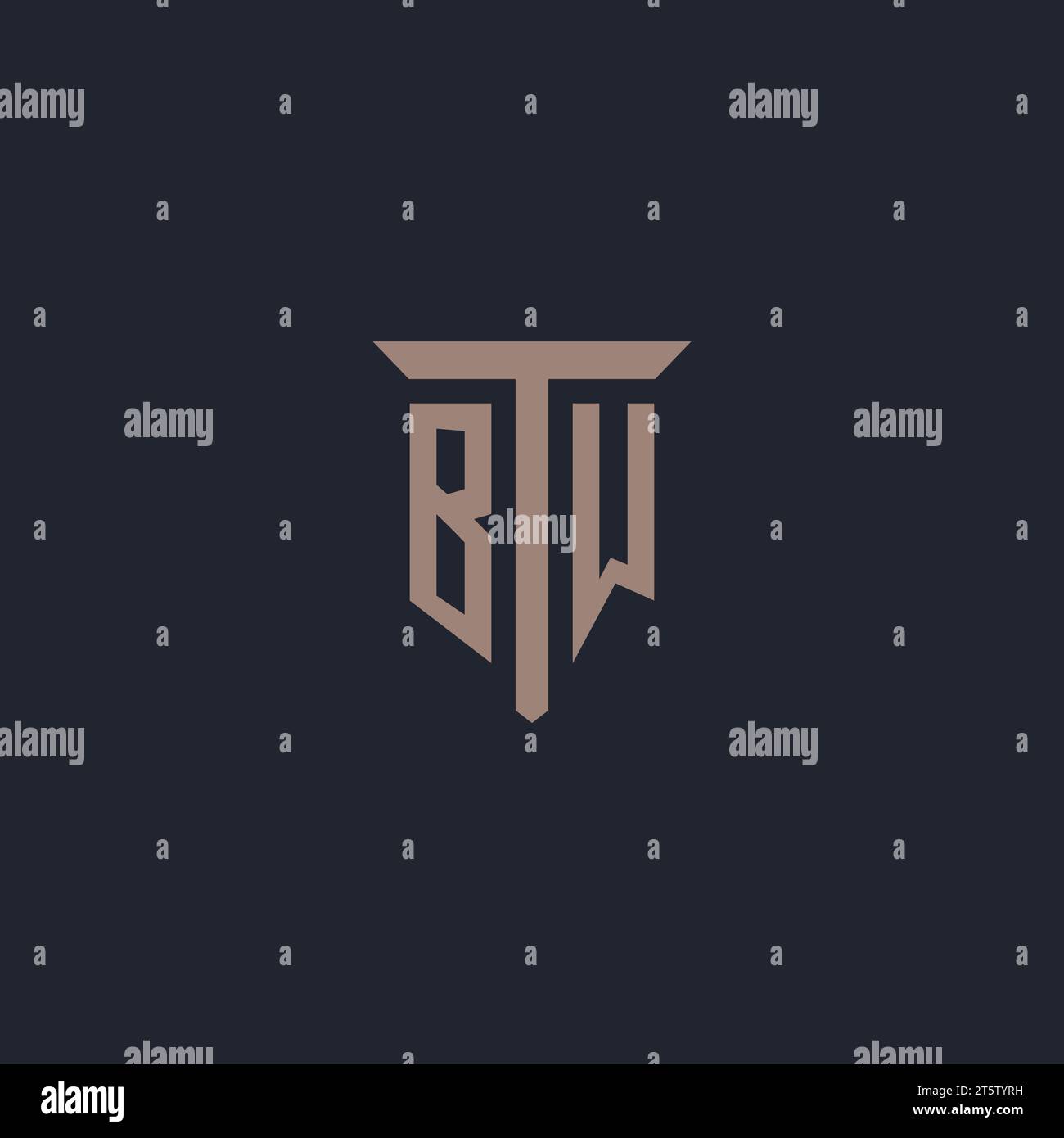 BW initial logo monogram with pillar icon design vector Stock Vector