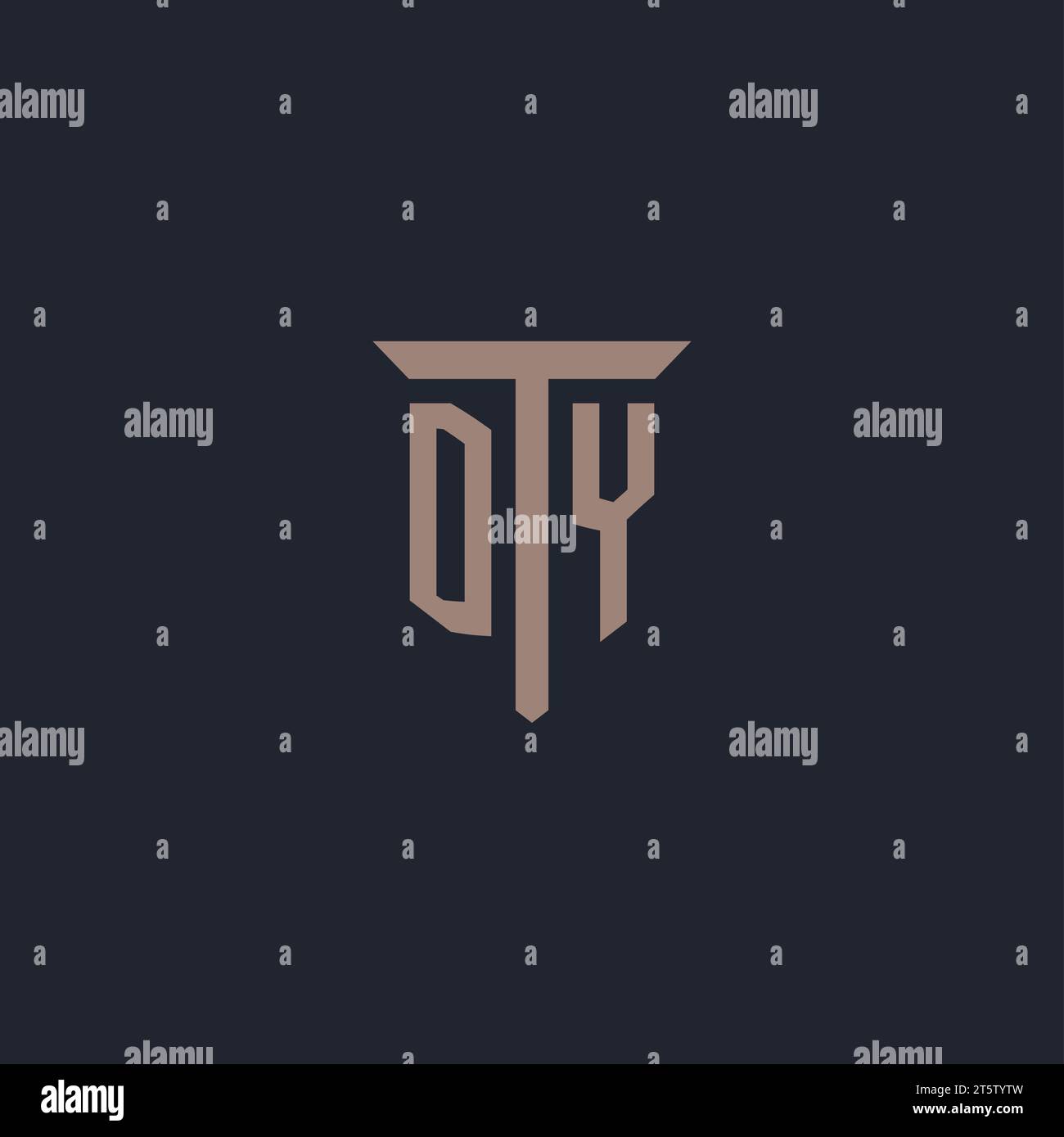 DY initial logo monogram with pillar icon design vector Stock Vector