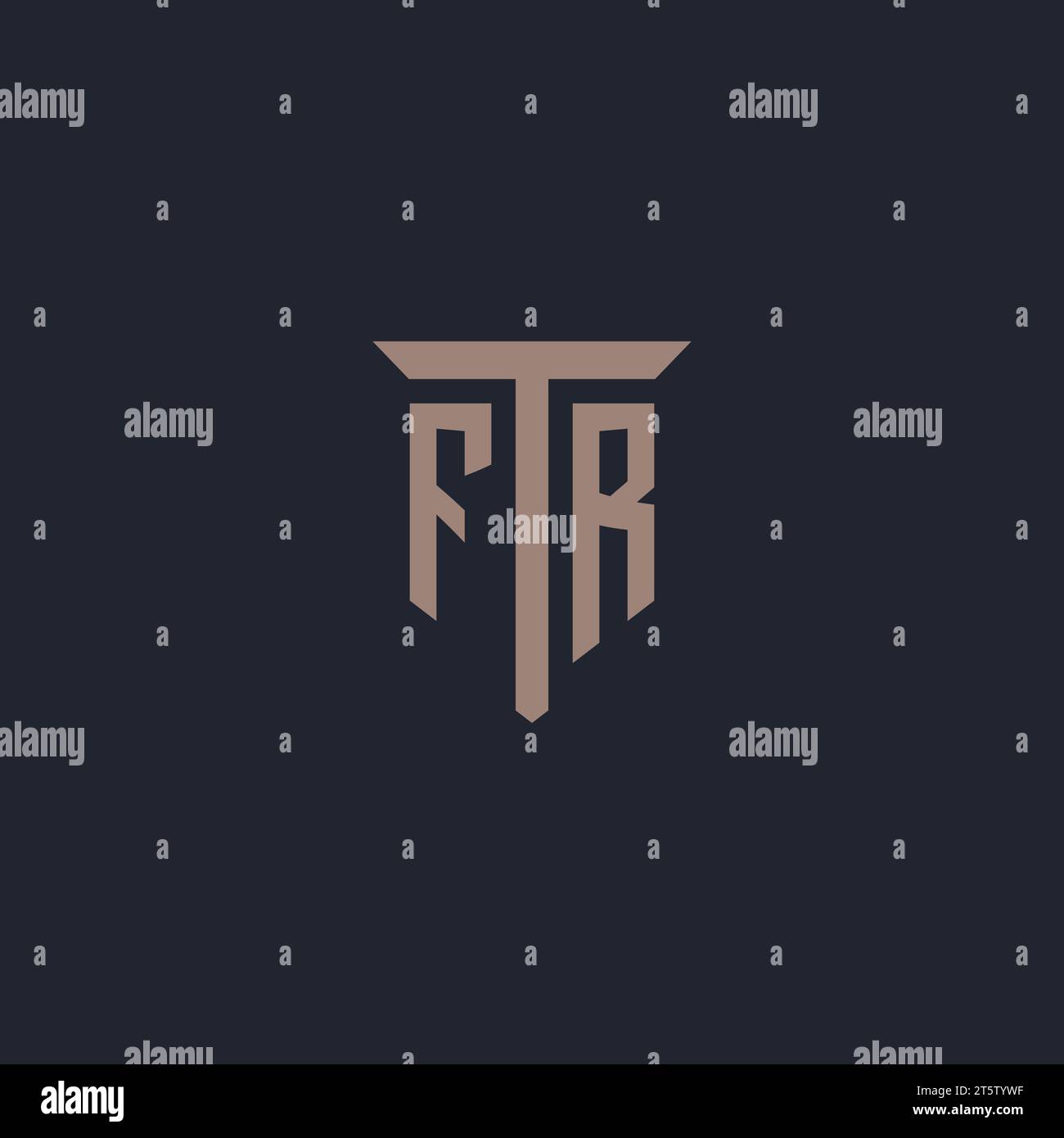 FR initial logo monogram with pillar icon design vector Stock Vector