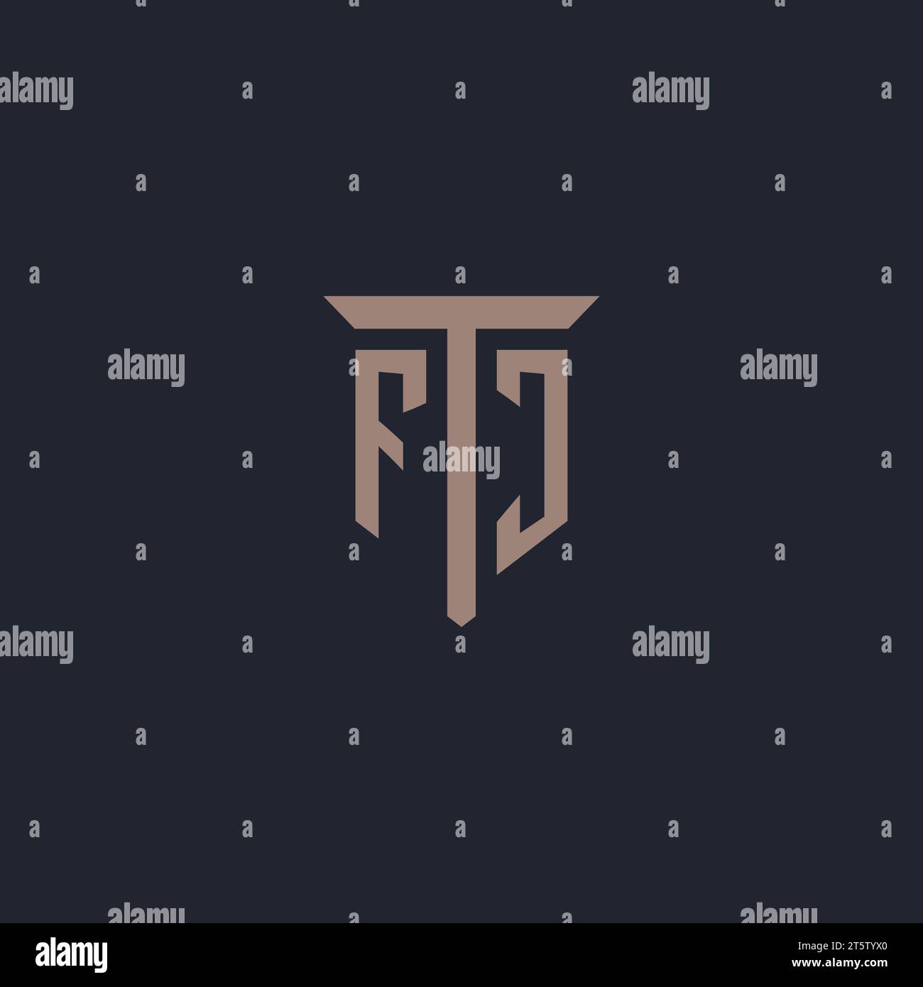 FJ initial logo monogram with pillar icon design vector Stock Vector