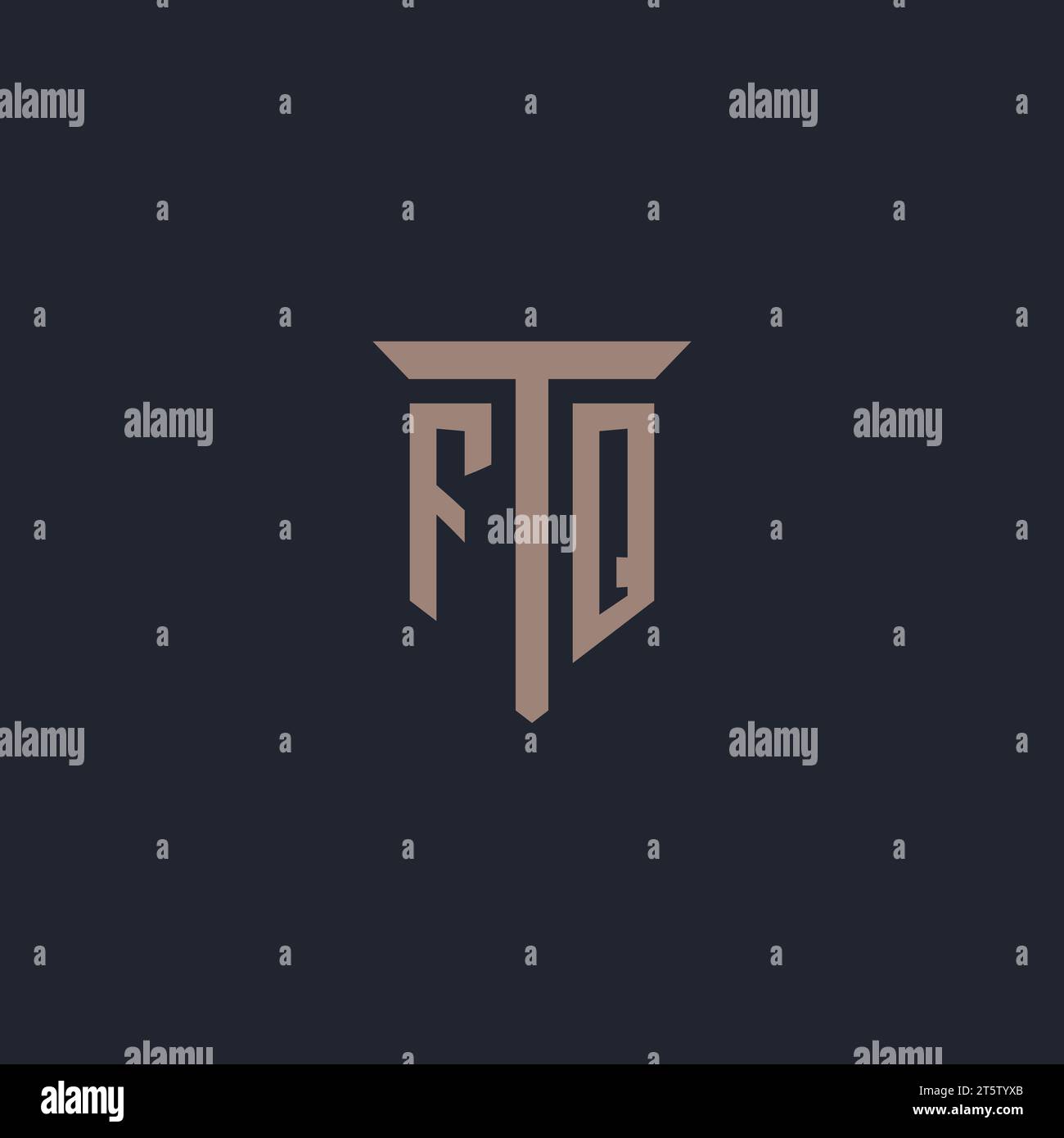 FQ initial logo monogram with pillar icon design vector Stock Vector