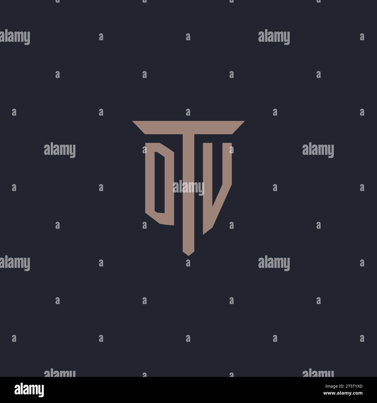 DV initial logo monogram with pillar icon design vector Stock Vector