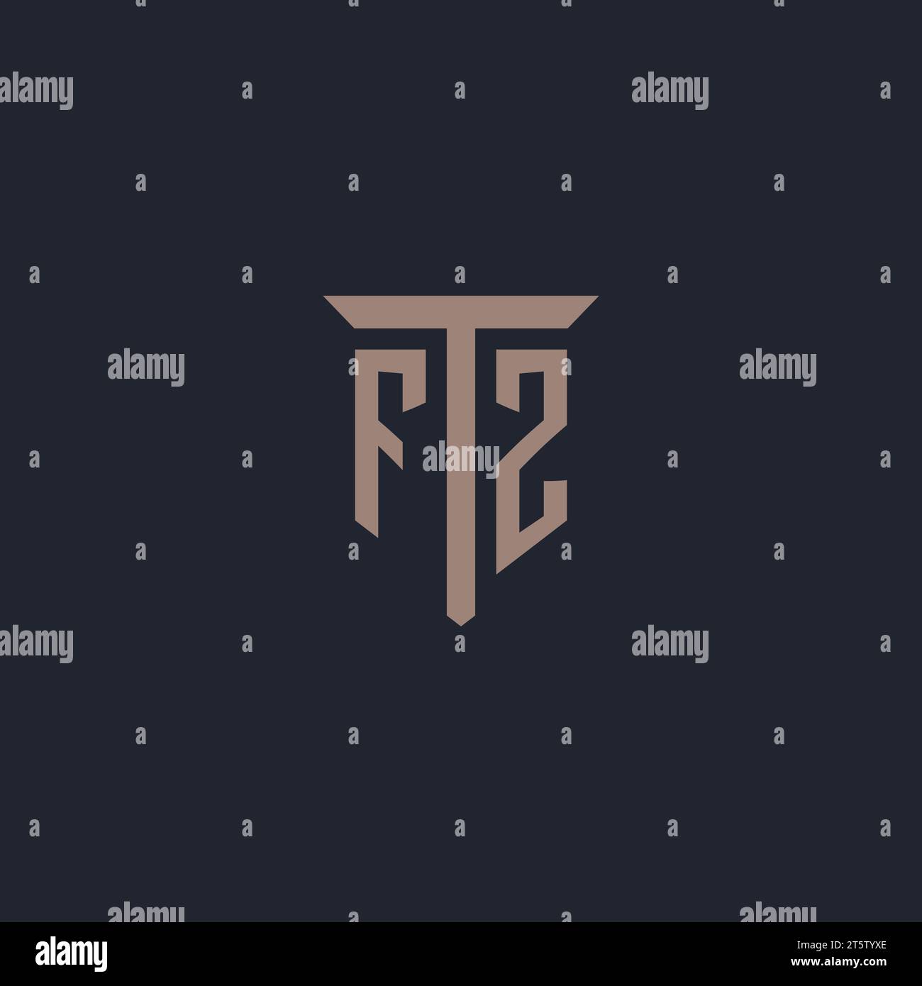 FZ initial logo monogram with pillar icon design vector Stock Vector