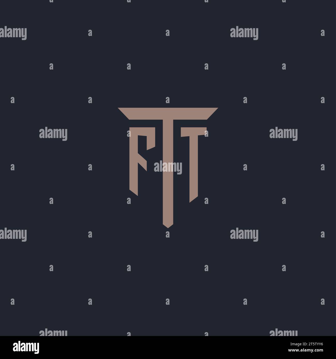 FT initial logo monogram with pillar icon design vector Stock Vector
