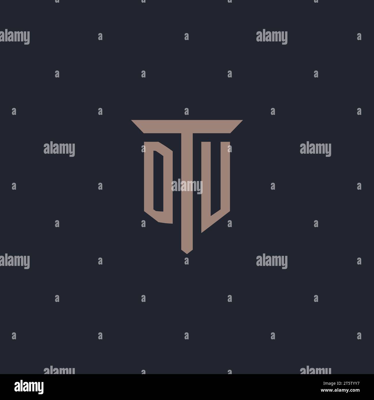 DU initial logo monogram with pillar icon design vector Stock Vector