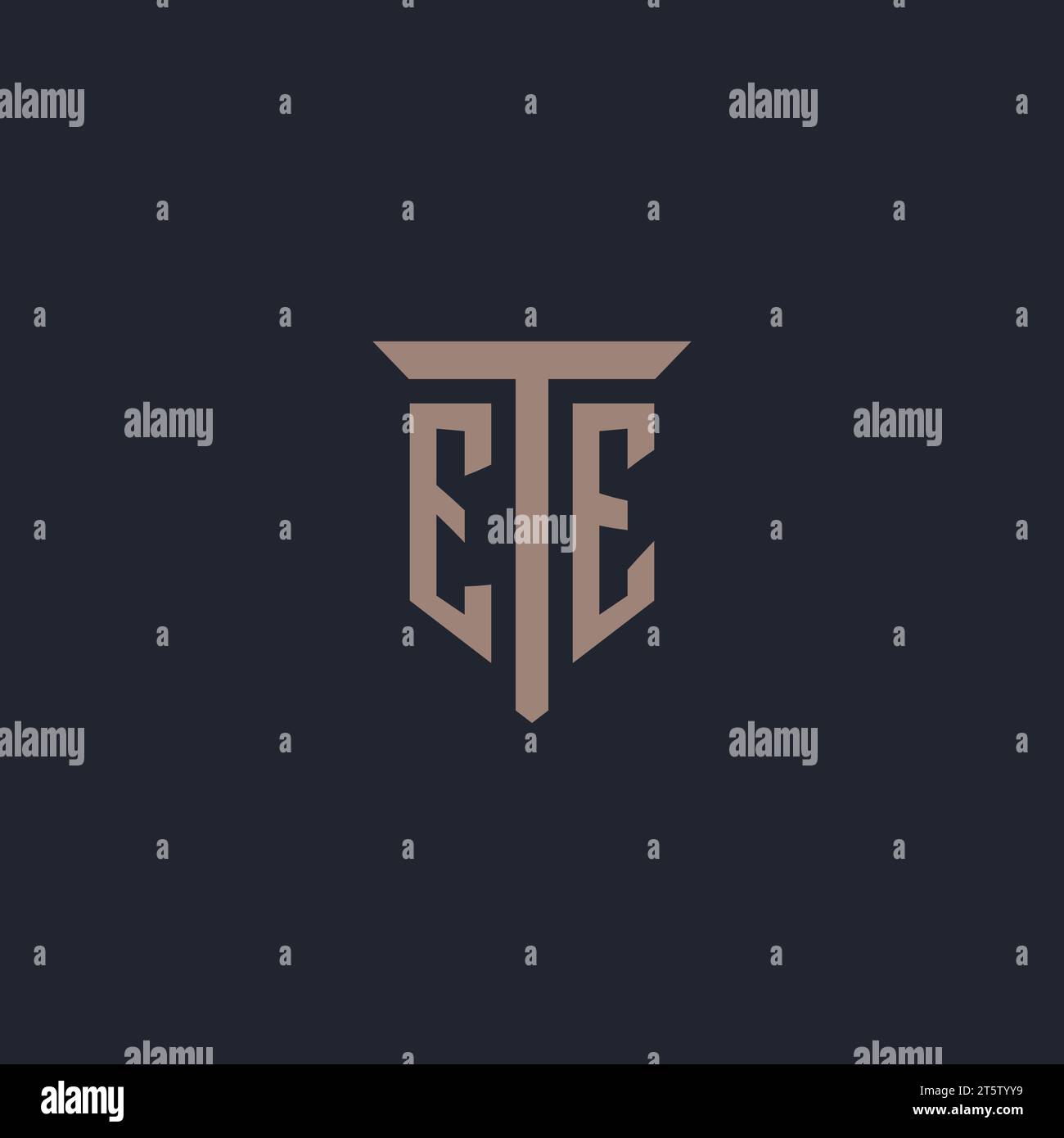 EE initial logo monogram with pillar icon design vector Stock Vector