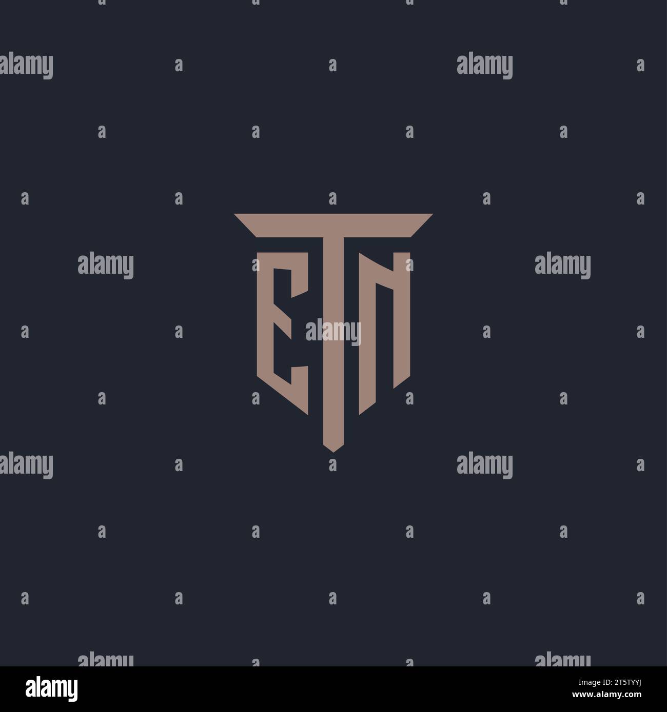 EN initial logo monogram with pillar icon design vector Stock Vector