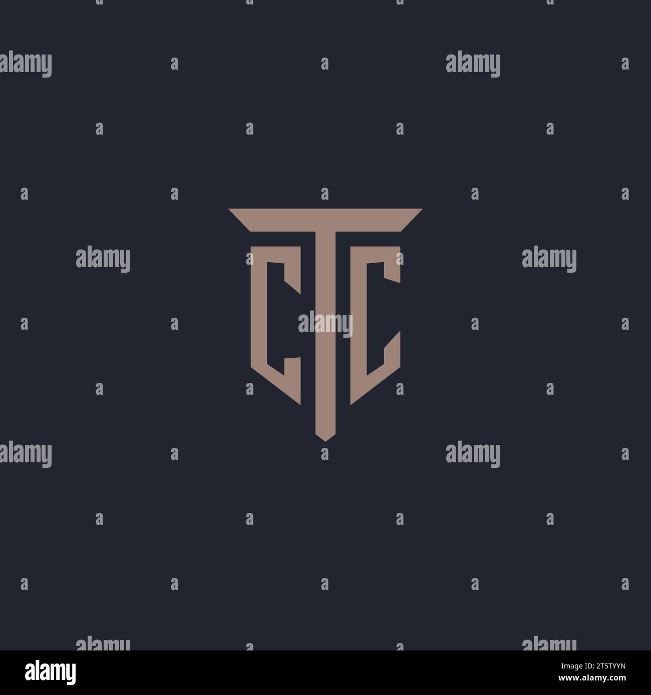 CC initial logo monogram with pillar icon design vector Stock Vector
