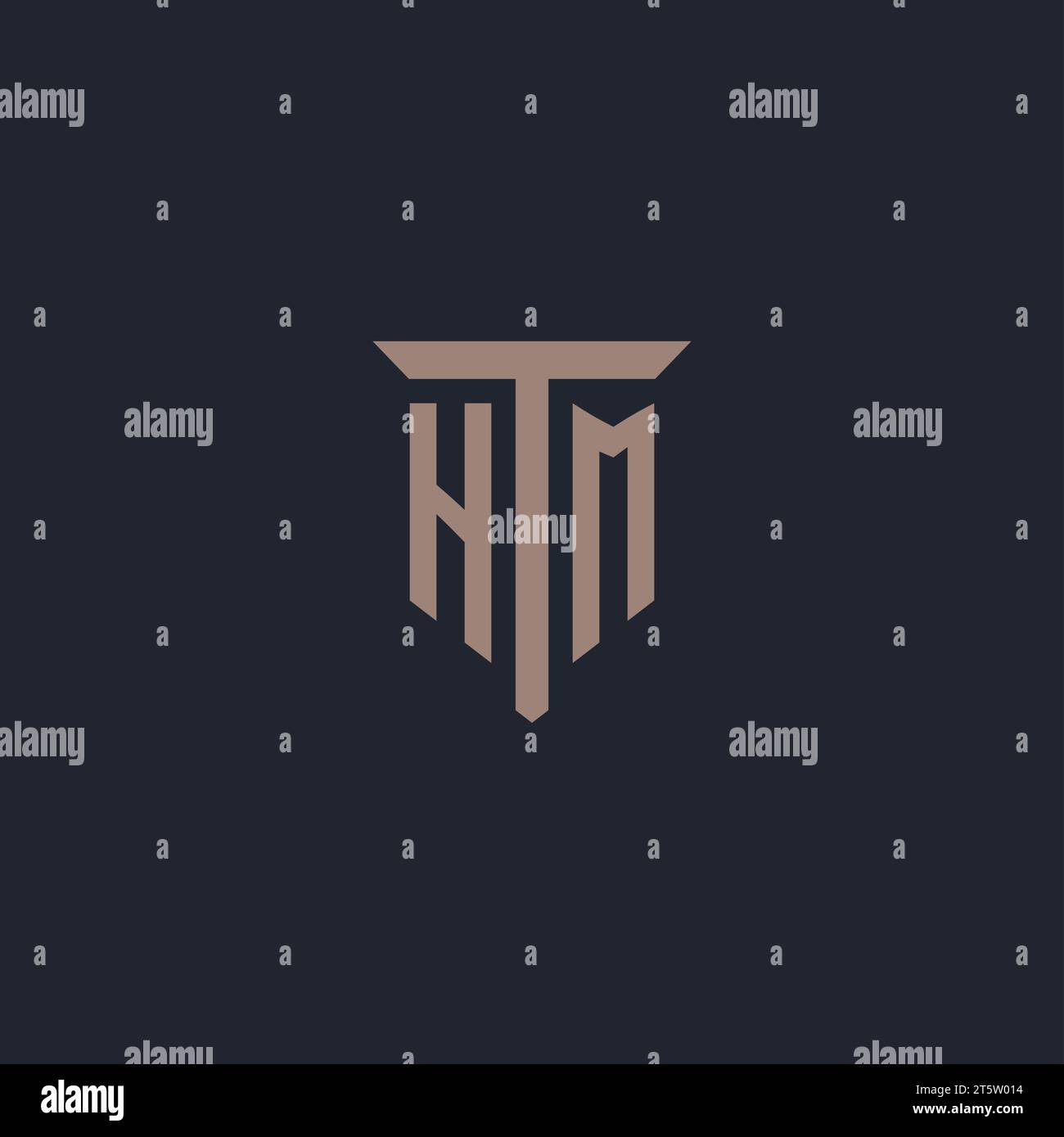 HM initial logo monogram with pillar icon design vector Stock Vector