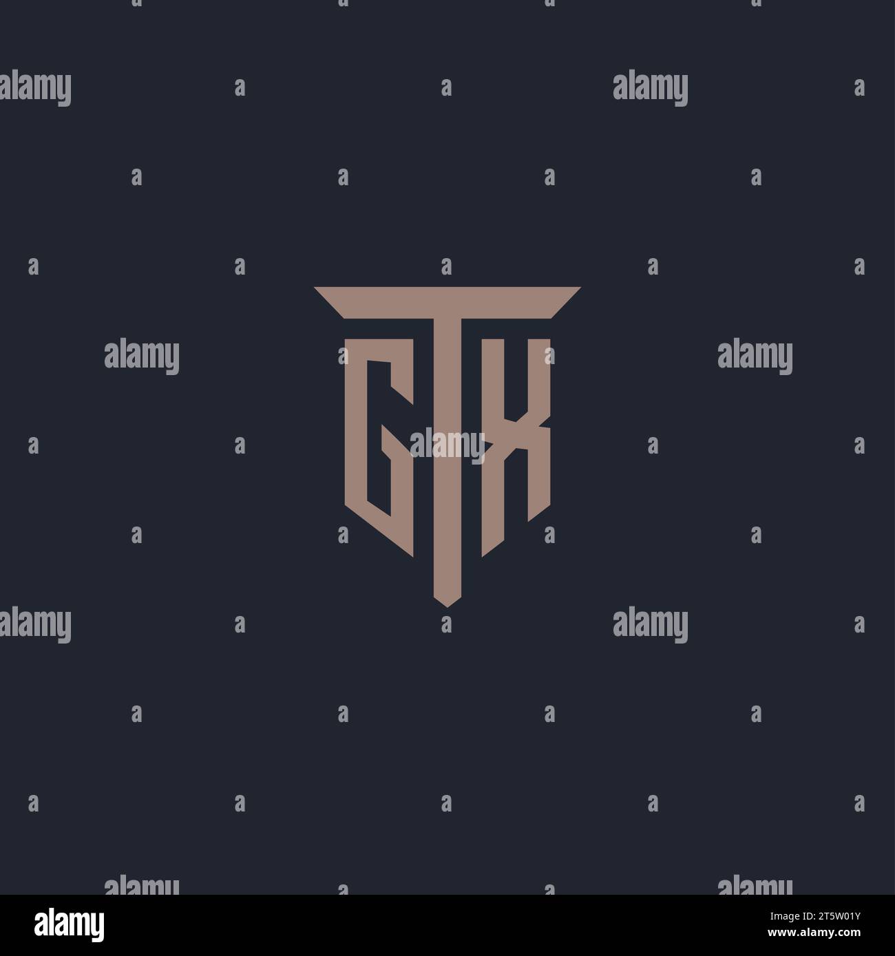 GX initial logo monogram with pillar icon design vector Stock Vector