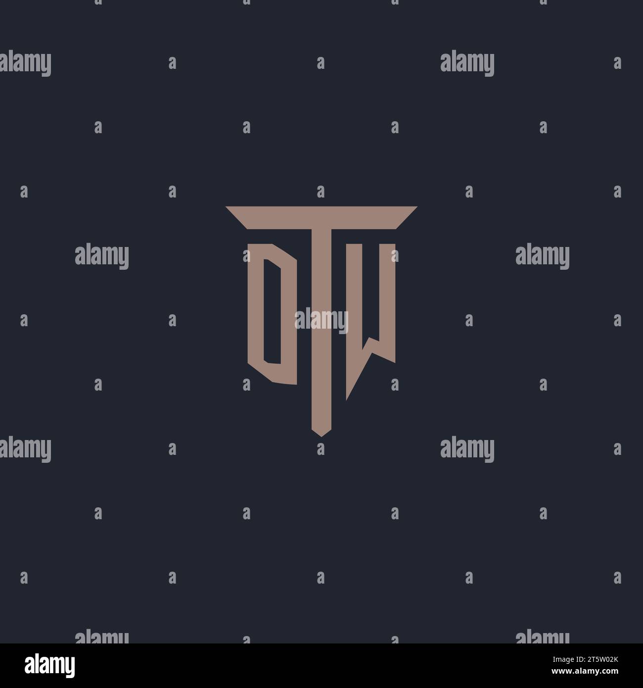 DW initial logo monogram with pillar icon design vector Stock Vector