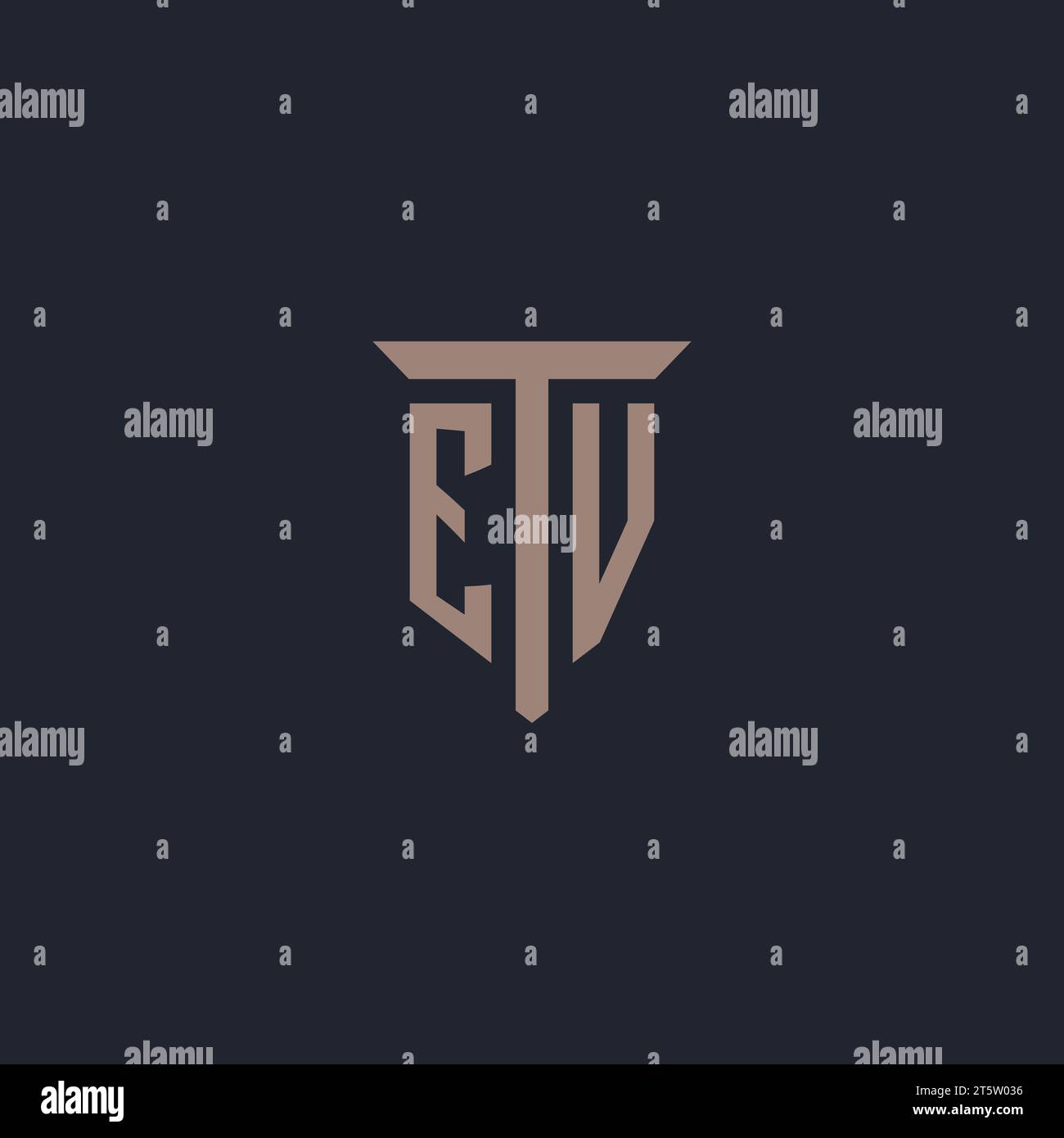 EV initial logo monogram with pillar icon design vector Stock Vector