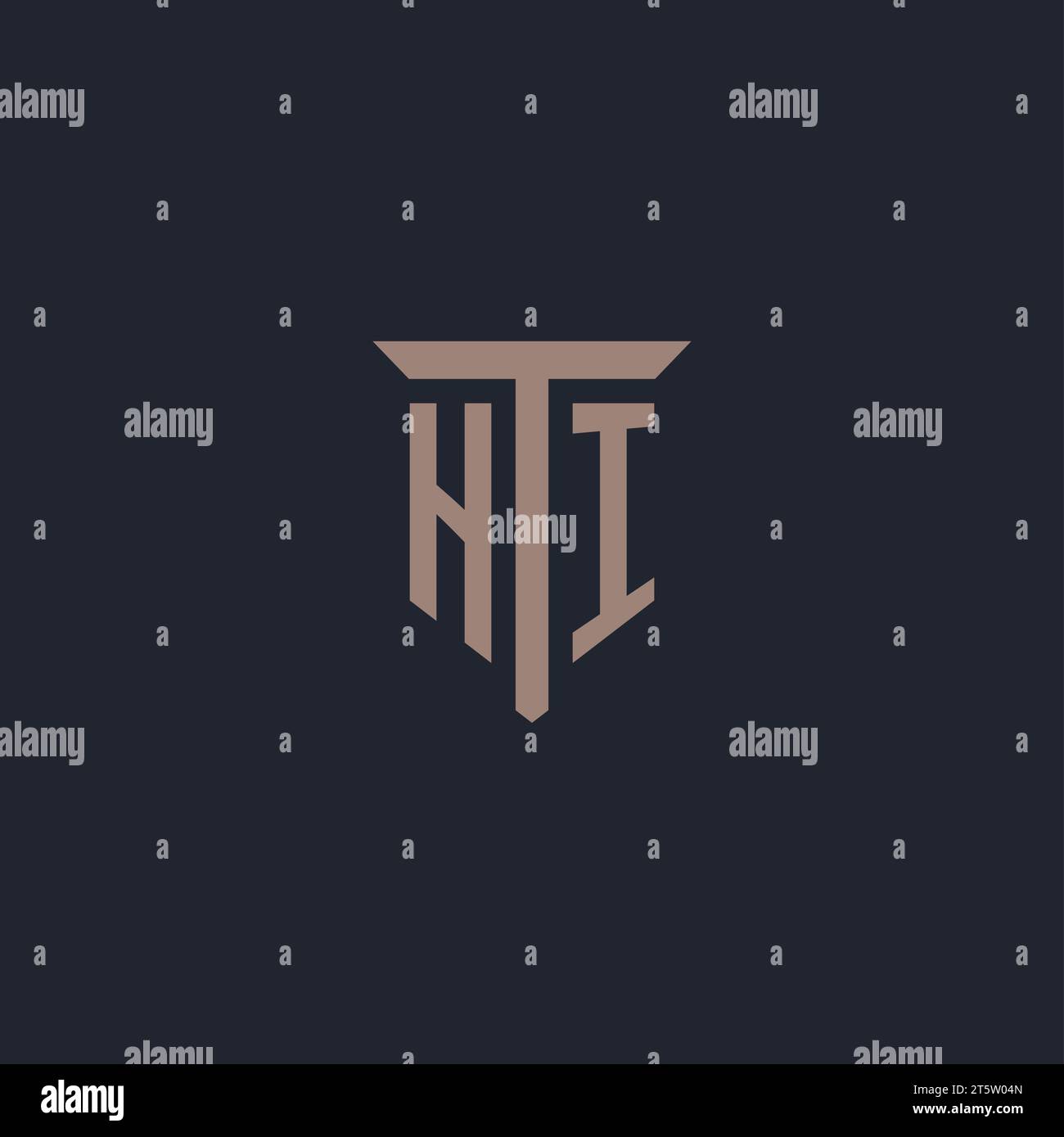 HI initial logo monogram with pillar icon design vector Stock Vector