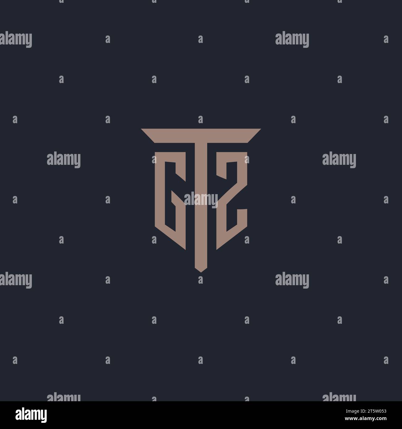 GZ initial logo monogram with pillar icon design vector Stock Vector