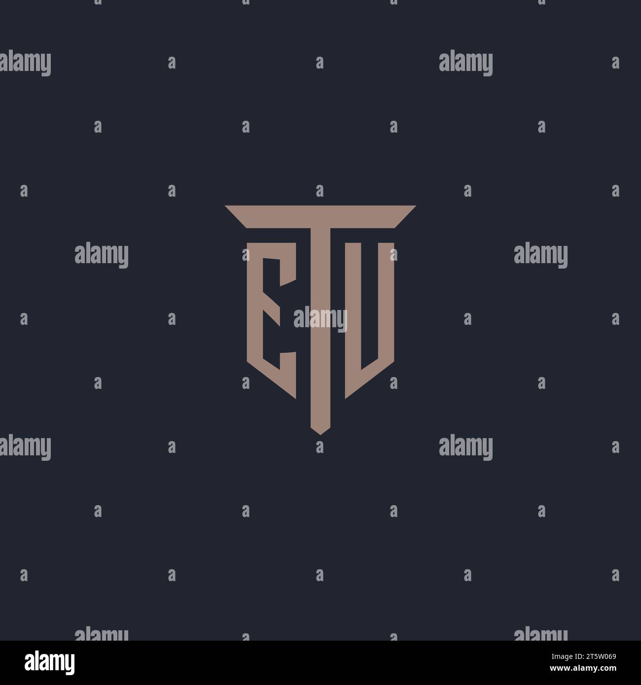 EU initial logo monogram with pillar icon design vector Stock Vector
