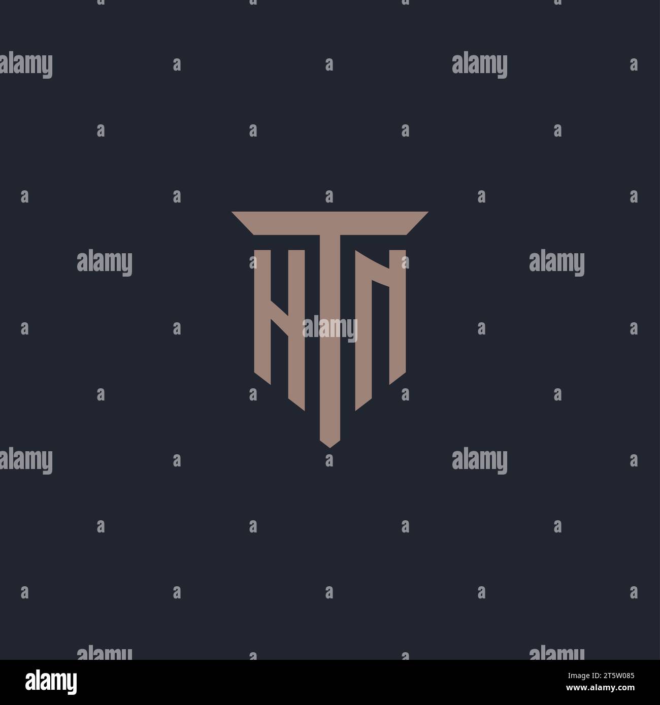 HN initial logo monogram with pillar icon design vector Stock Vector