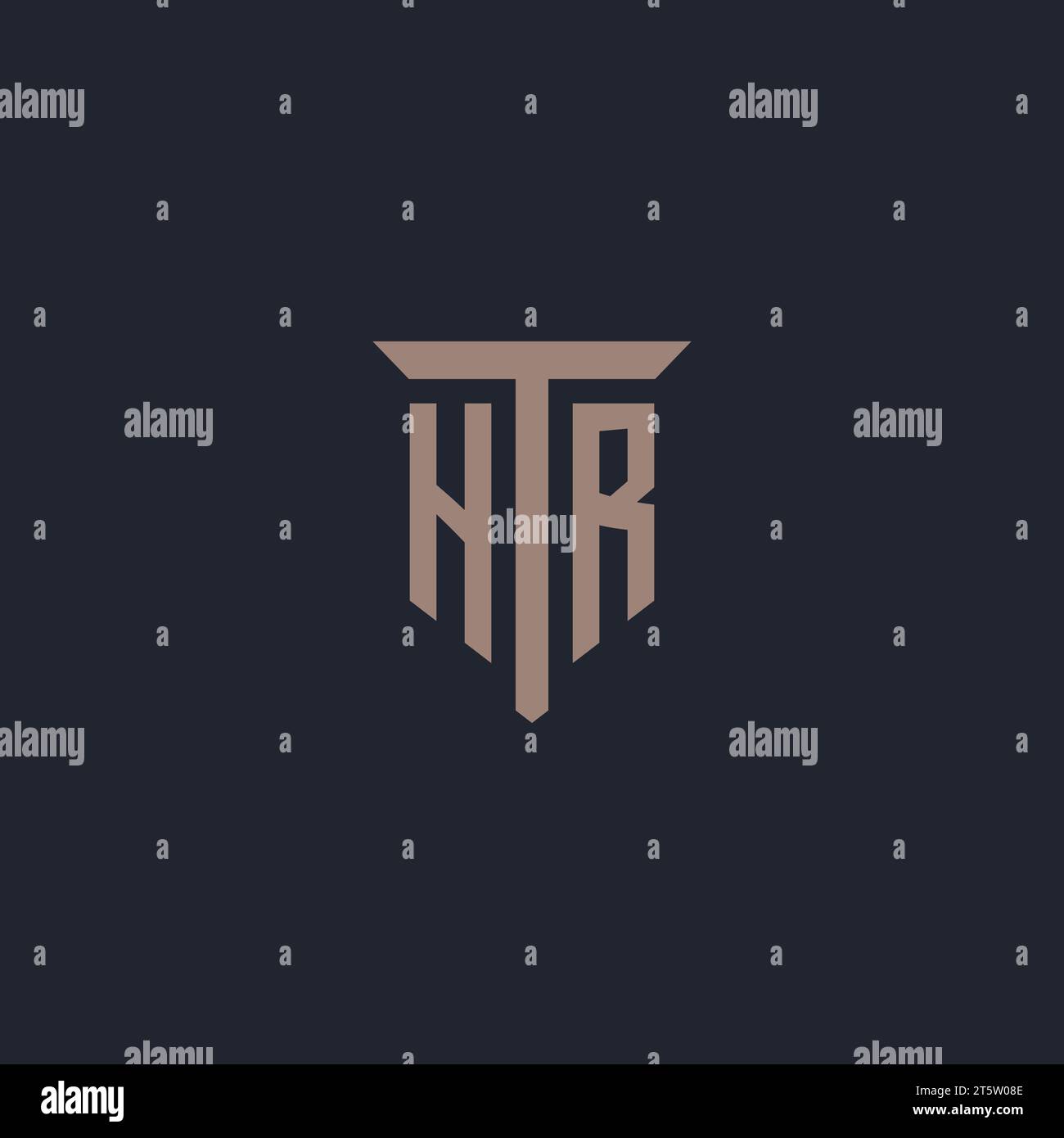 HR initial logo monogram with pillar icon design vector Stock Vector