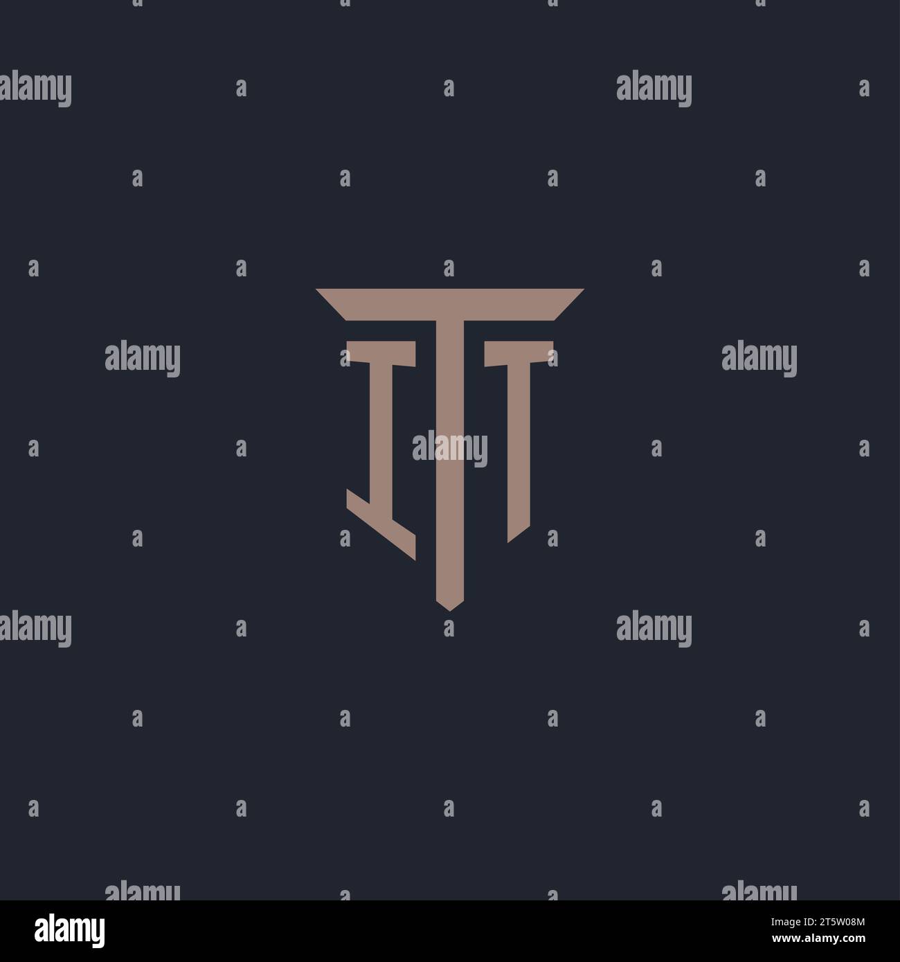 IT initial logo monogram with pillar icon design vector Stock Vector