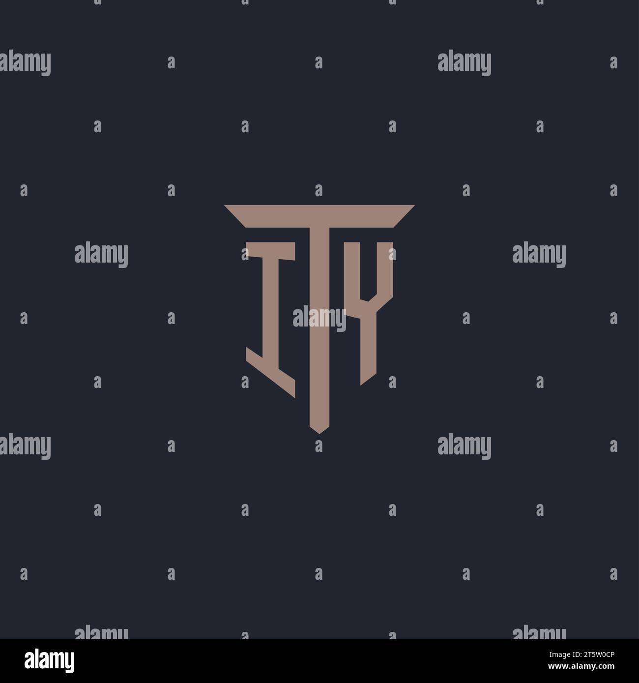 IY initial logo monogram with pillar icon design vector Stock Vector