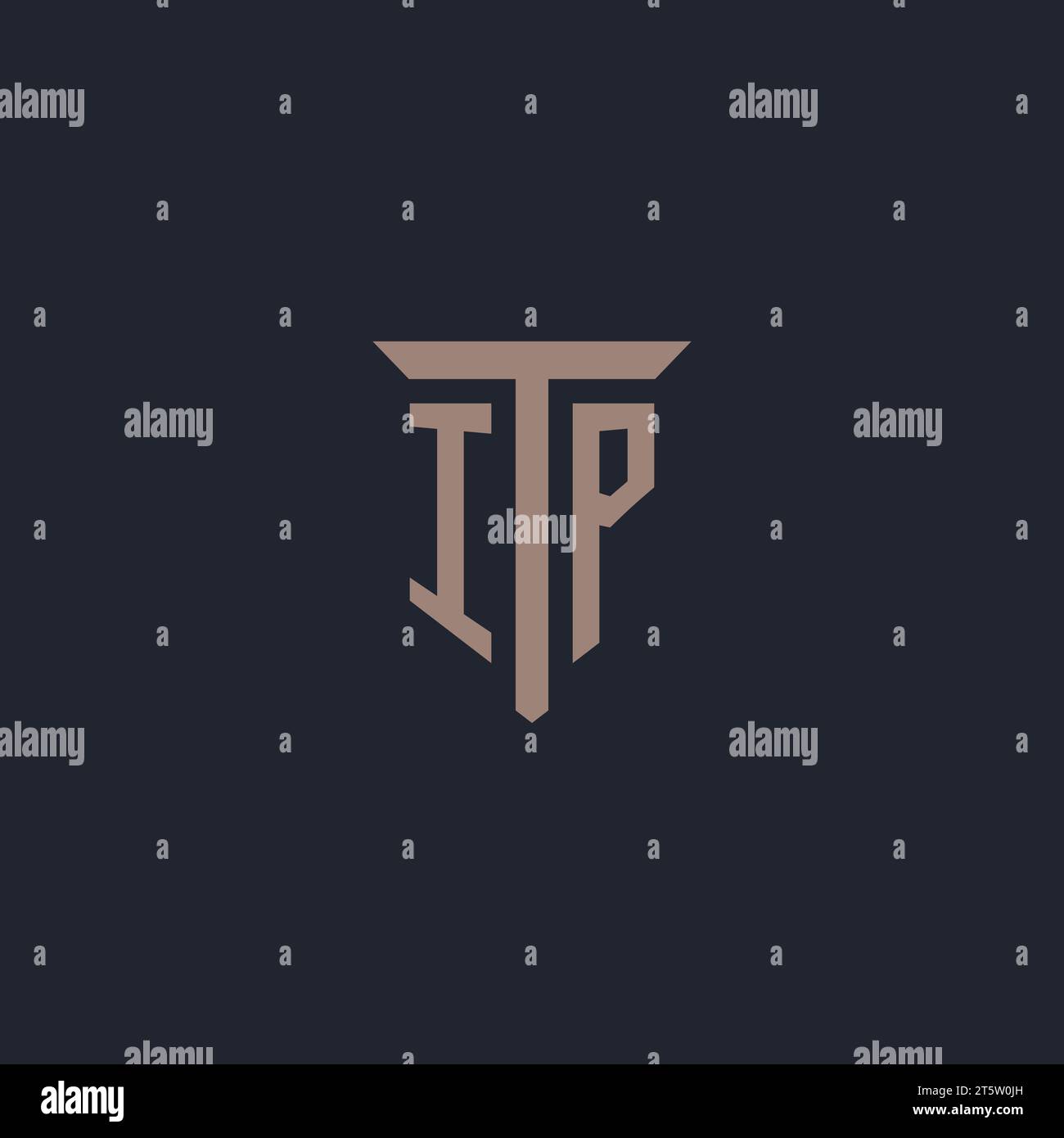 IP initial logo monogram with pillar icon design vector Stock Vector