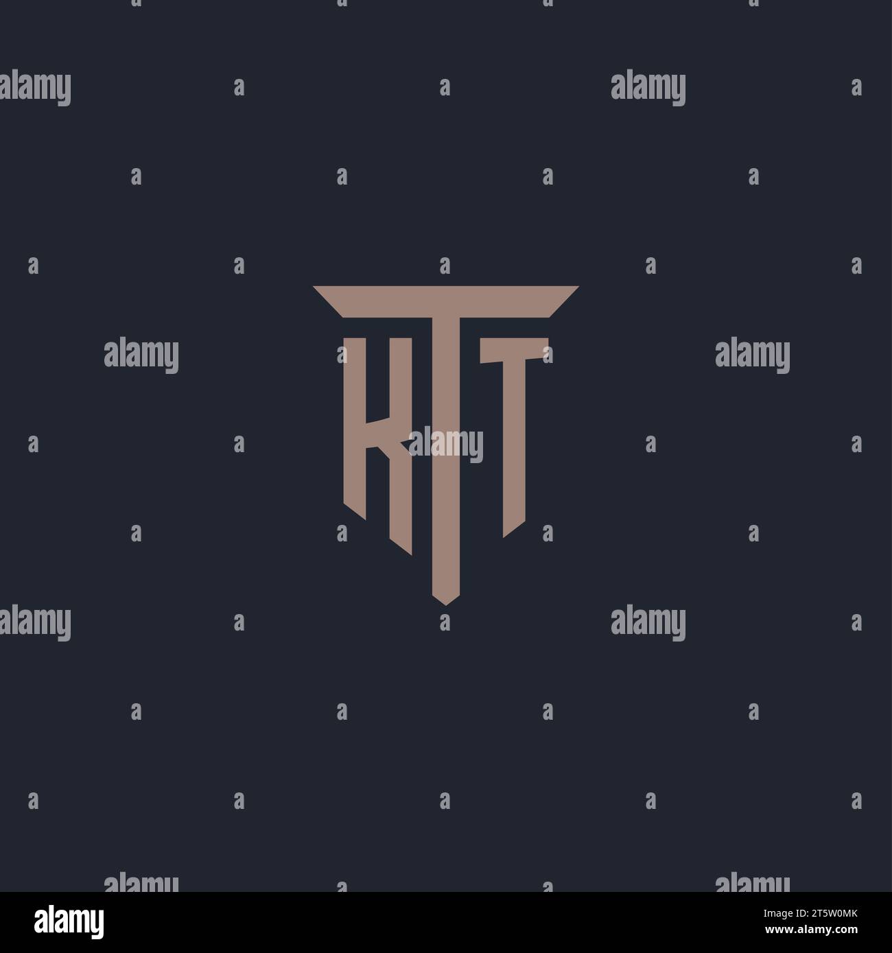KT initial logo monogram with pillar icon design vector Stock Vector