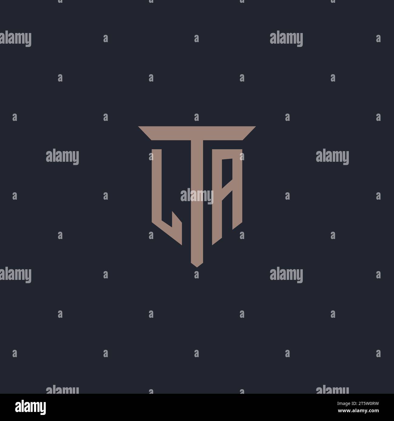 LA initial logo monogram with pillar icon design vector Stock Vector