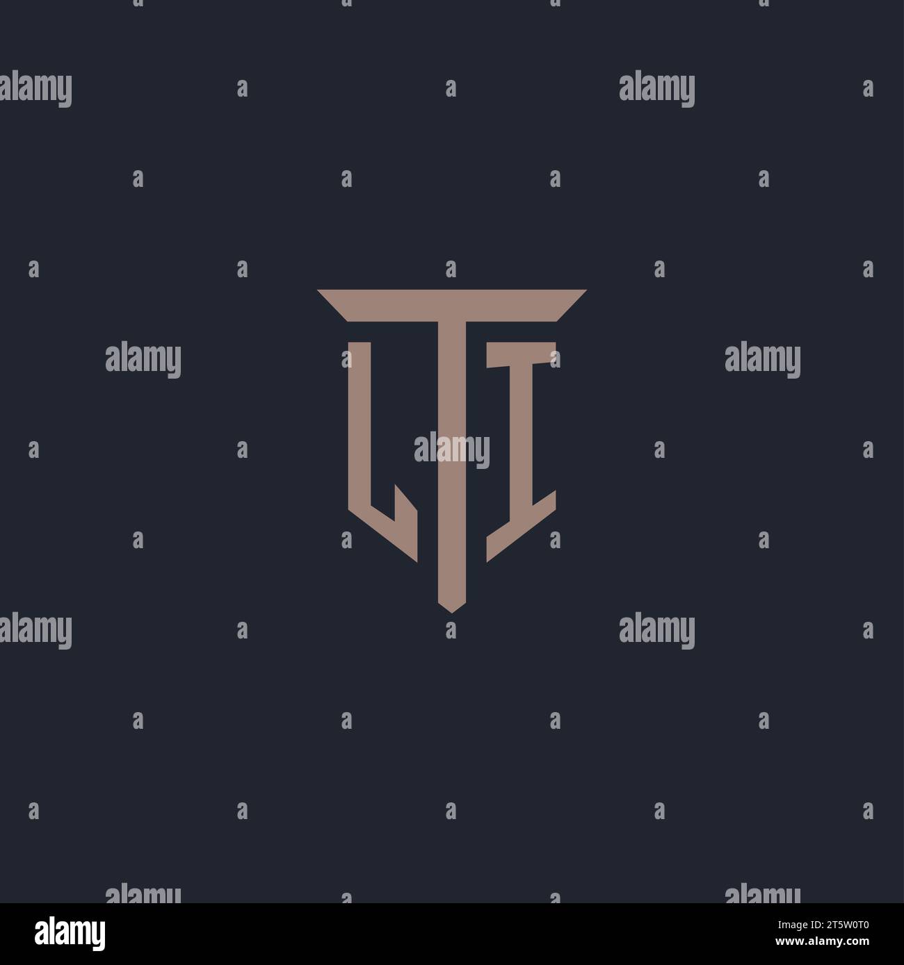 LI initial logo monogram with pillar icon design vector Stock Vector