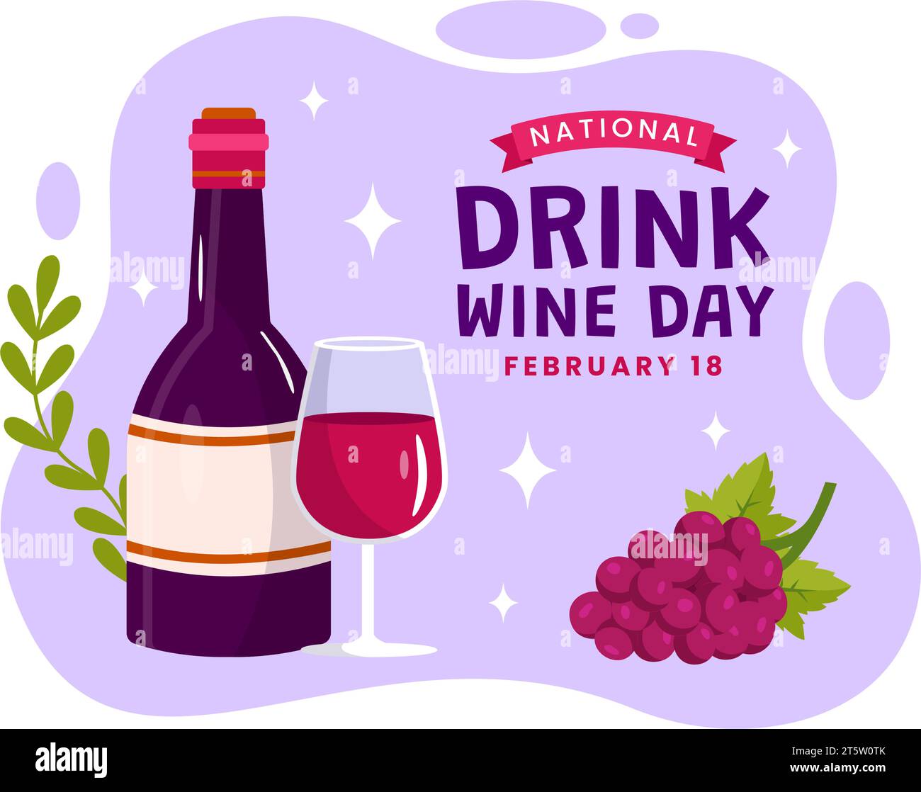 National Drink Wine Day Vector Illustration on February 18 with Glass ...