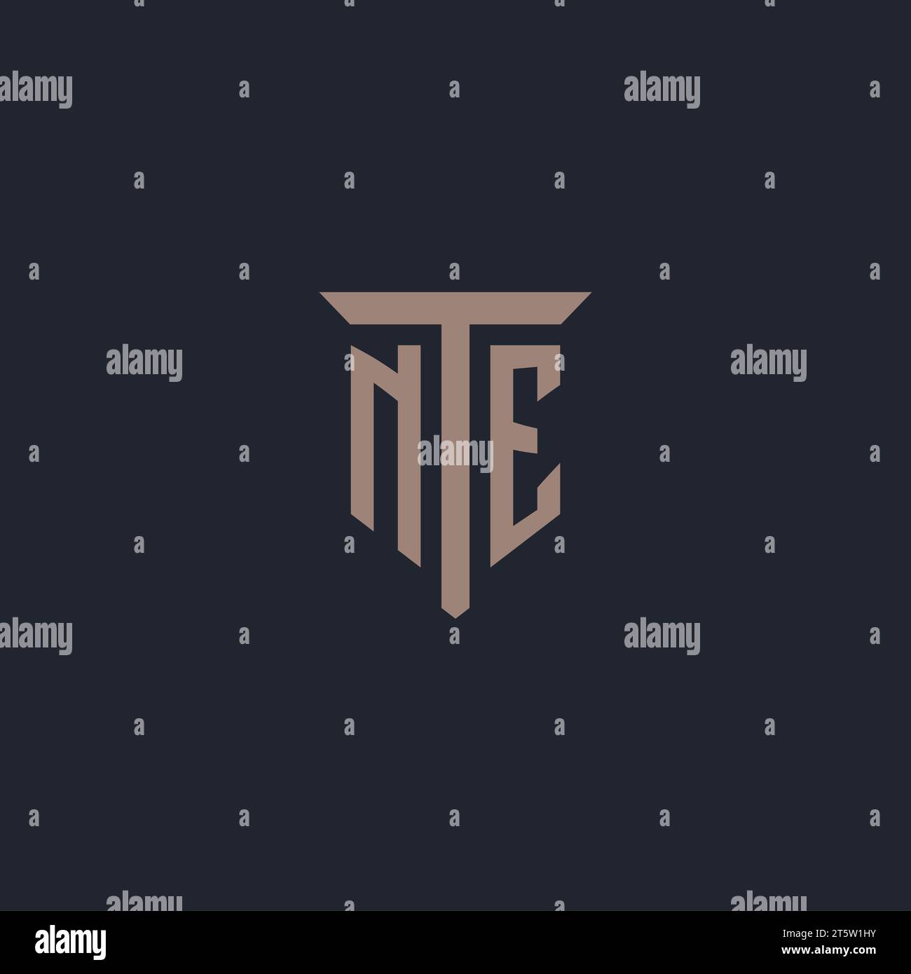 NE initial logo monogram with pillar icon design vector Stock Vector