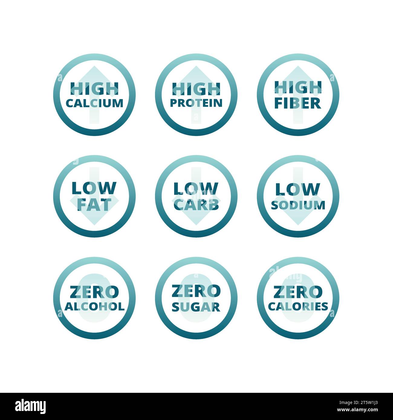 Low or zero calorie product label set on white Vector Image