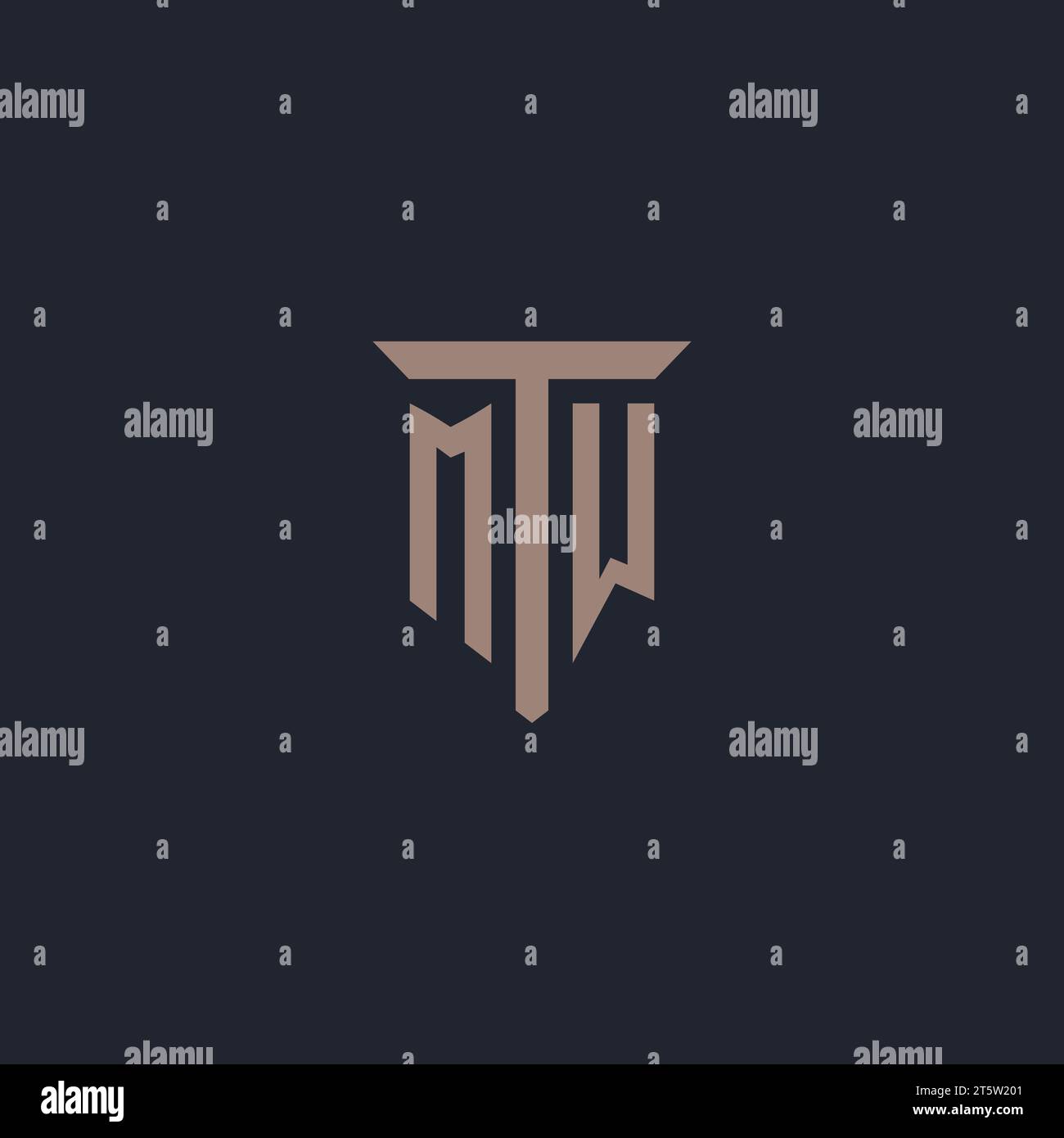 MW initial logo monogram with pillar icon design vector Stock Vector