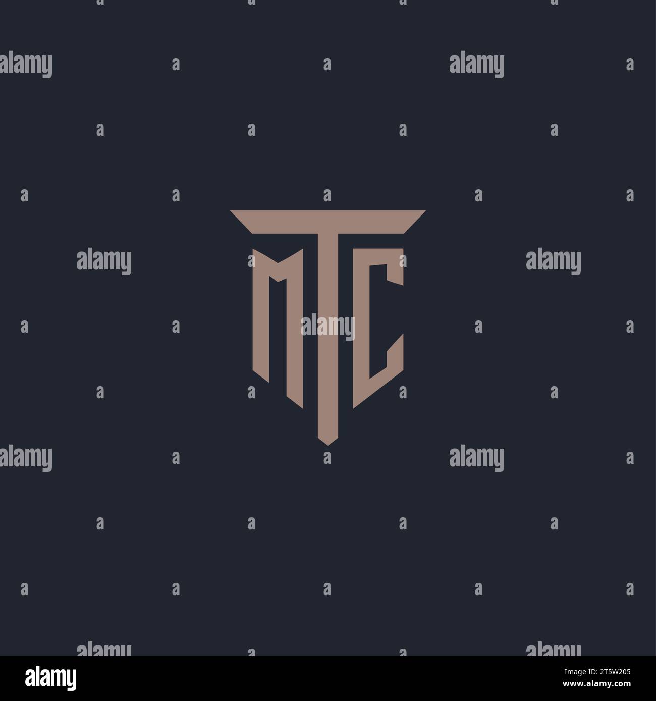 MC initial logo monogram with pillar icon design vector Stock Vector
