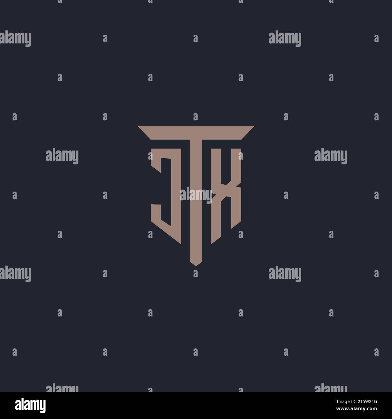 JX initial logo monogram with pillar icon design vector Stock Vector