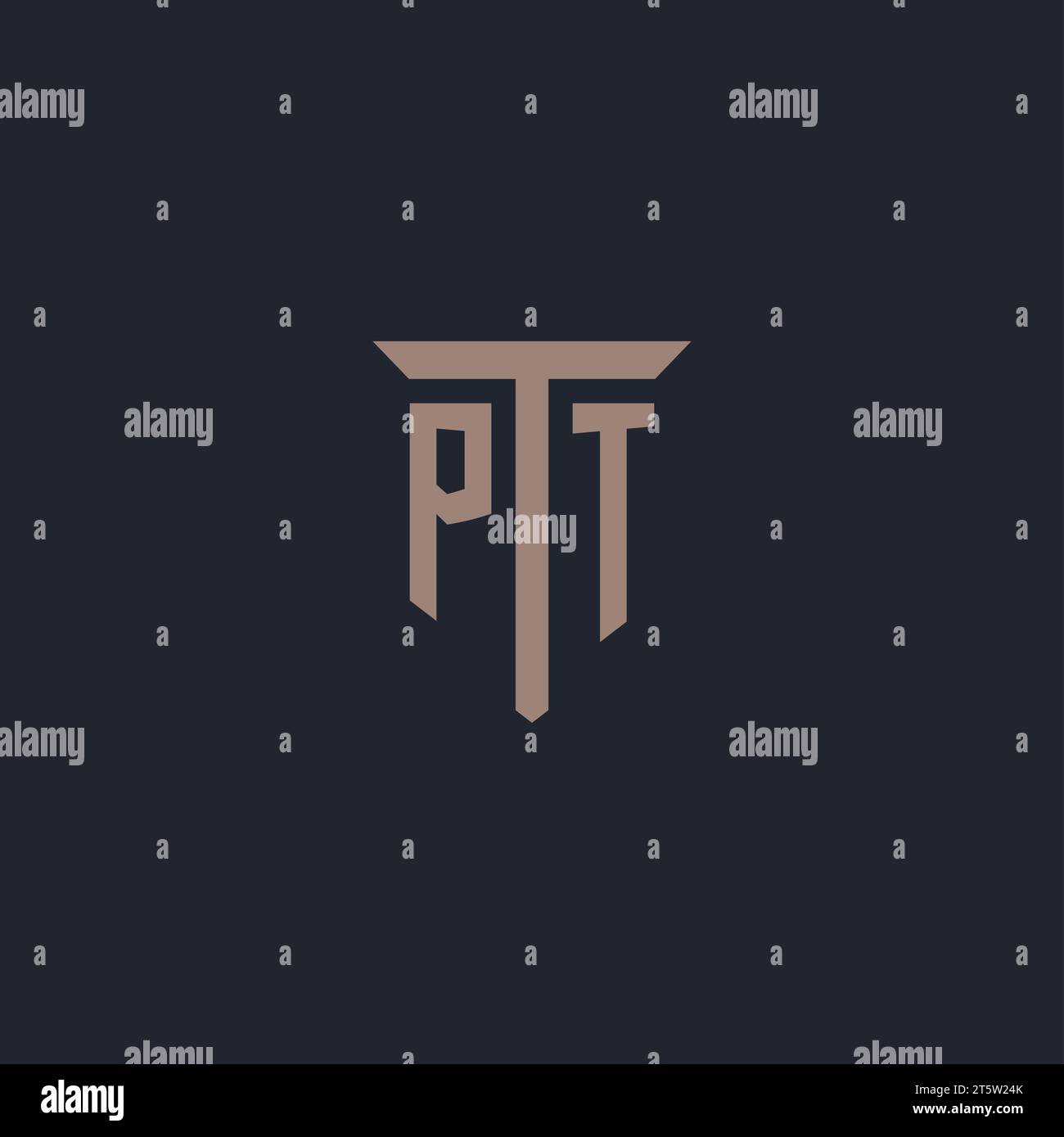 PT initial logo monogram with pillar icon design vector Stock Vector
