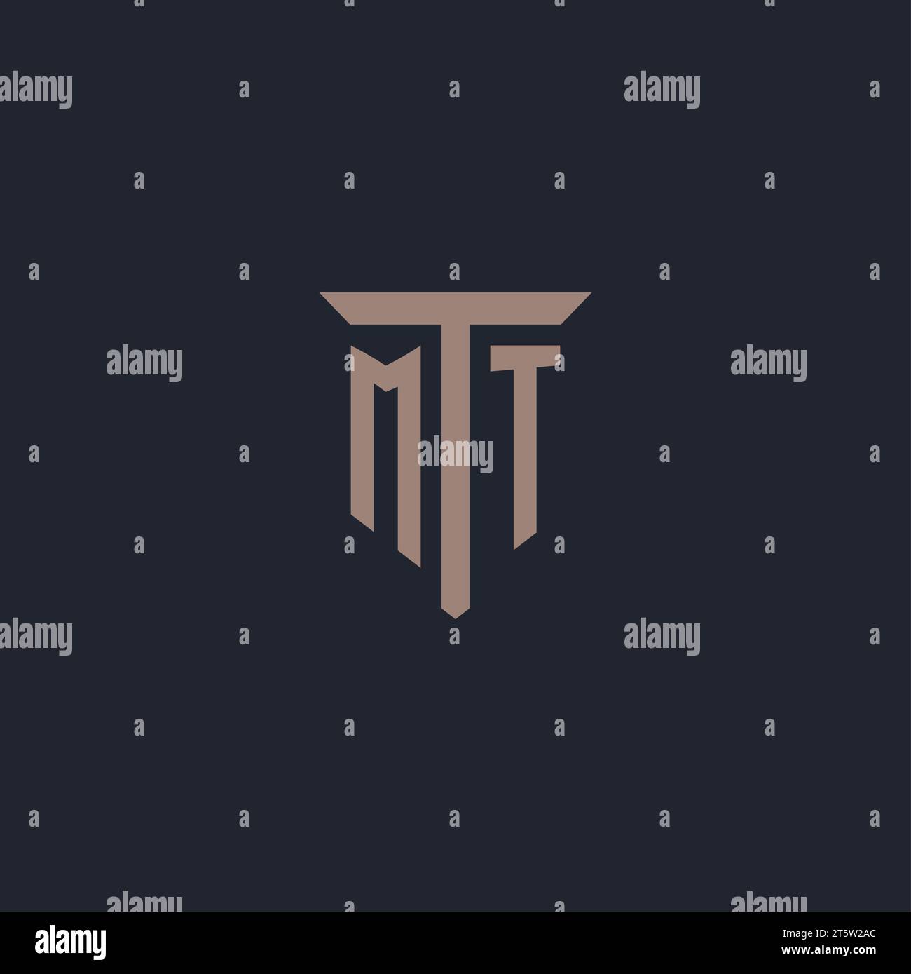 MT initial logo monogram with pillar icon design vector Stock Vector