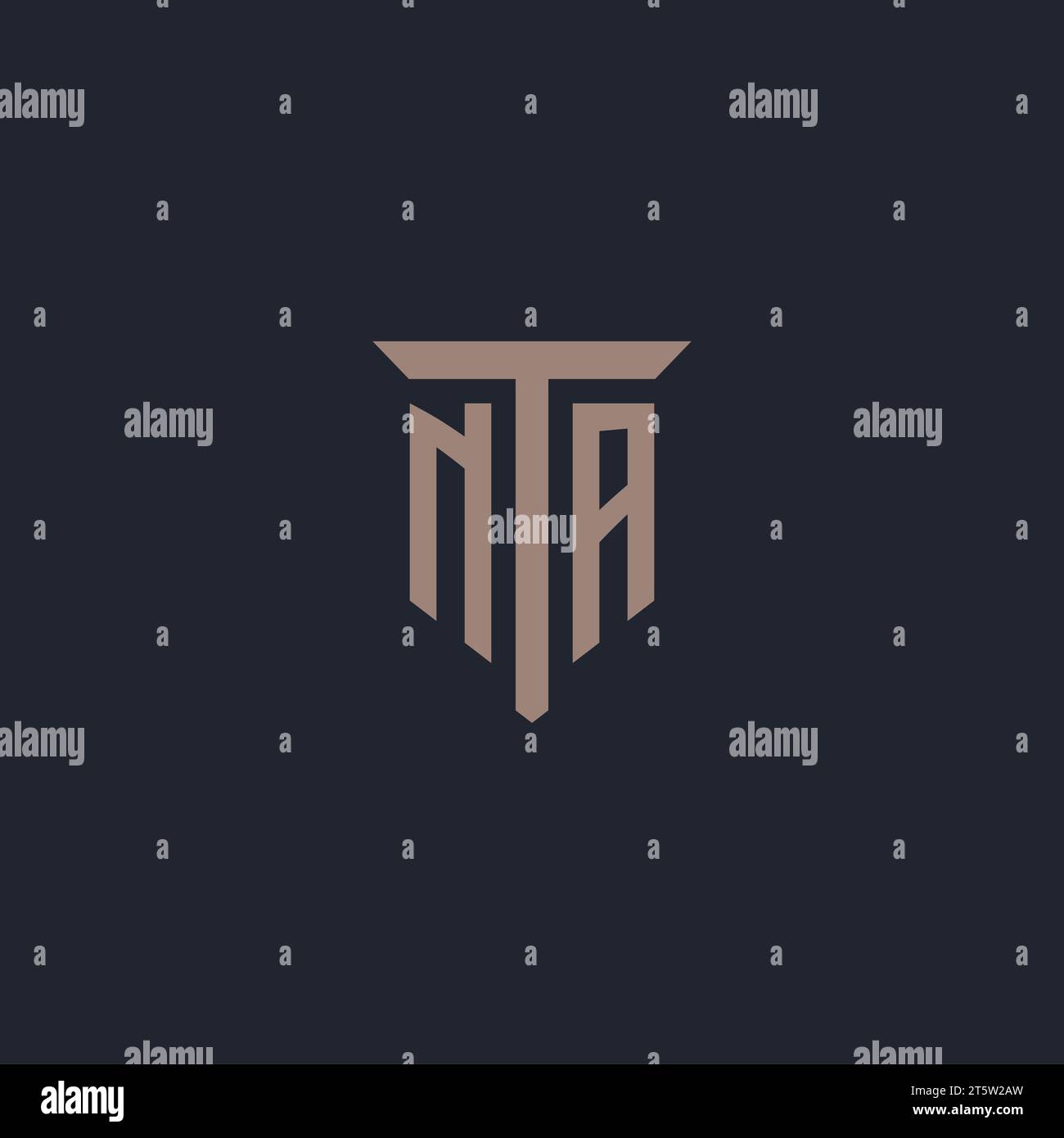 NA initial logo monogram with pillar icon design vector Stock Vector