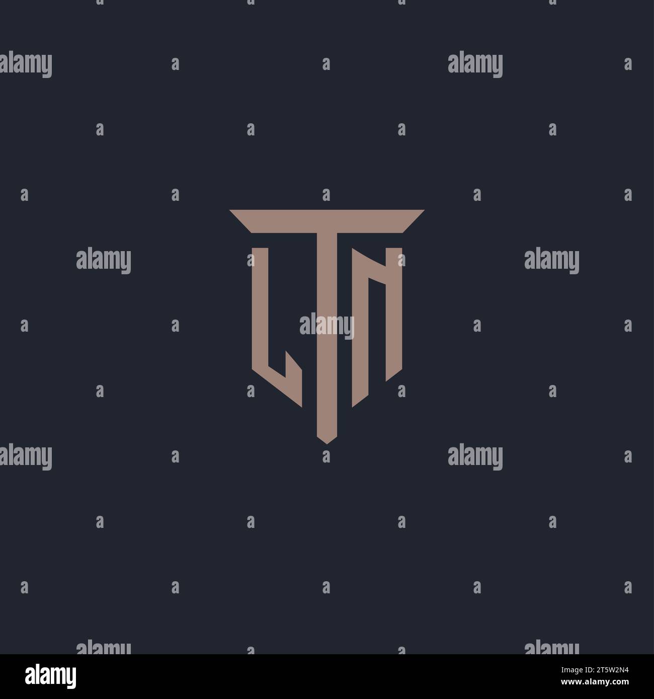 LN initial logo monogram with pillar icon design vector Stock Vector