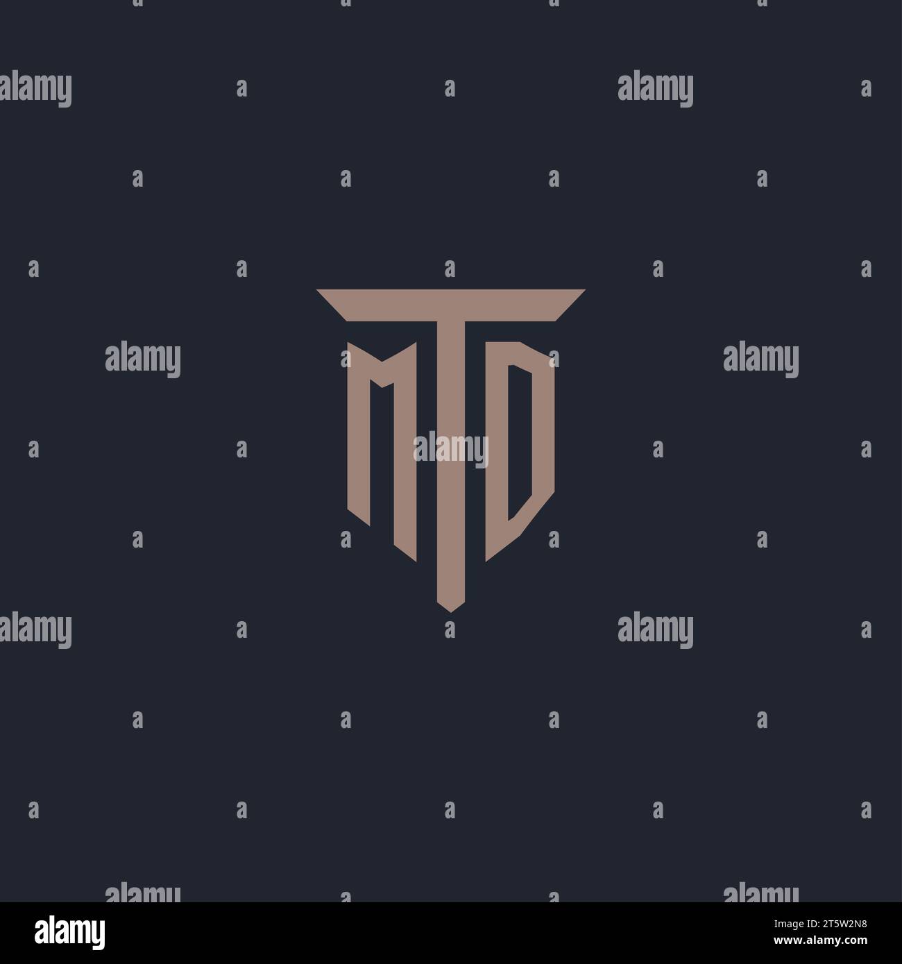 MD initial logo monogram with pillar icon design vector Stock Vector