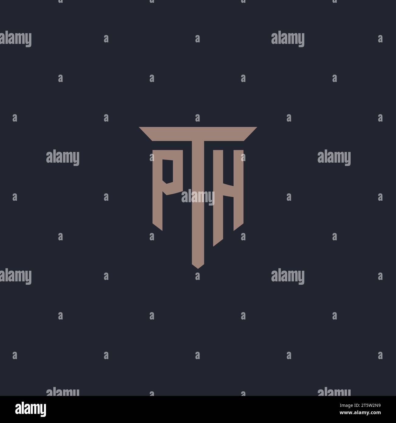 PH initial logo monogram with pillar icon design vector Stock Vector